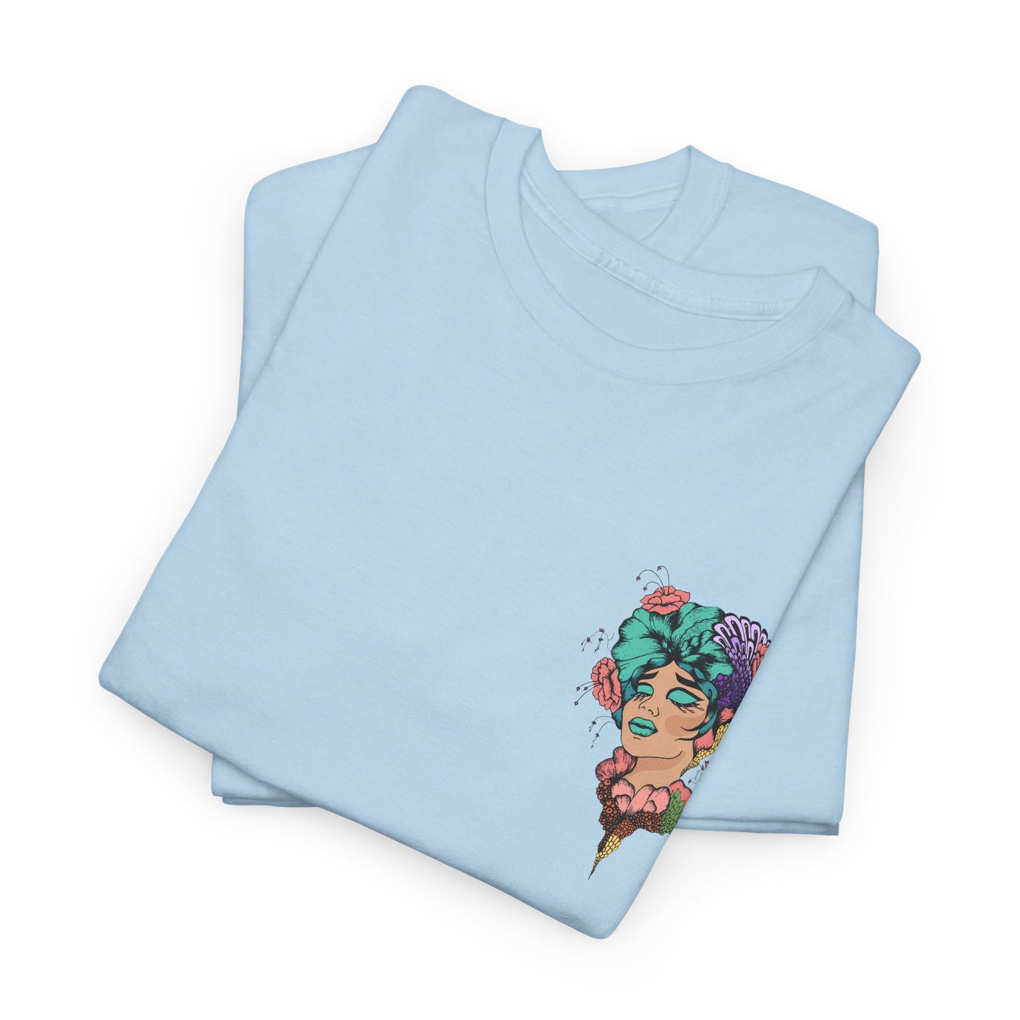 Floral Profile Art Tee — Artistic Woman Portrait Graphic T-Shirt