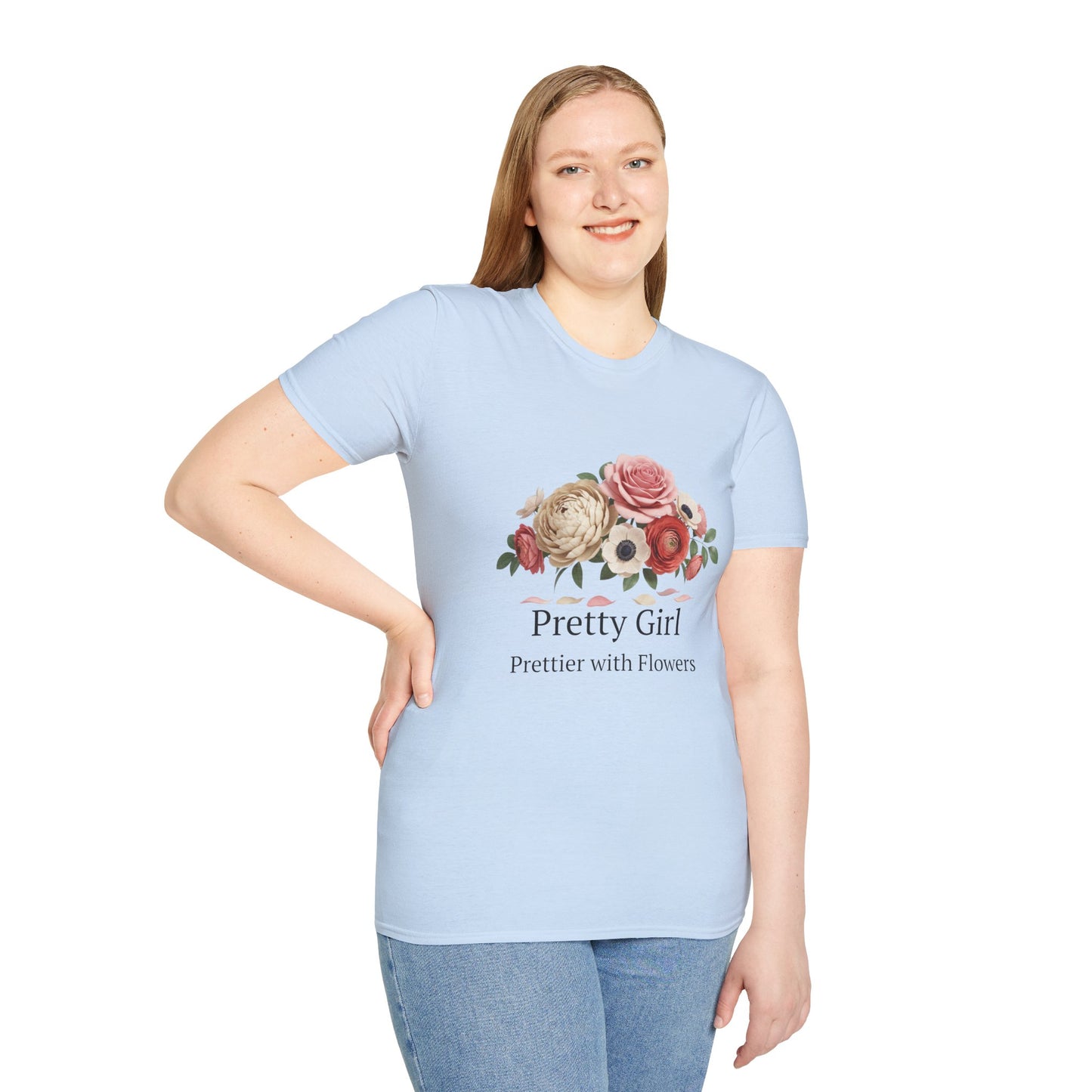 Floral "Pretty Girl" T-Shirt — Prettier with Flowers Casual Tee