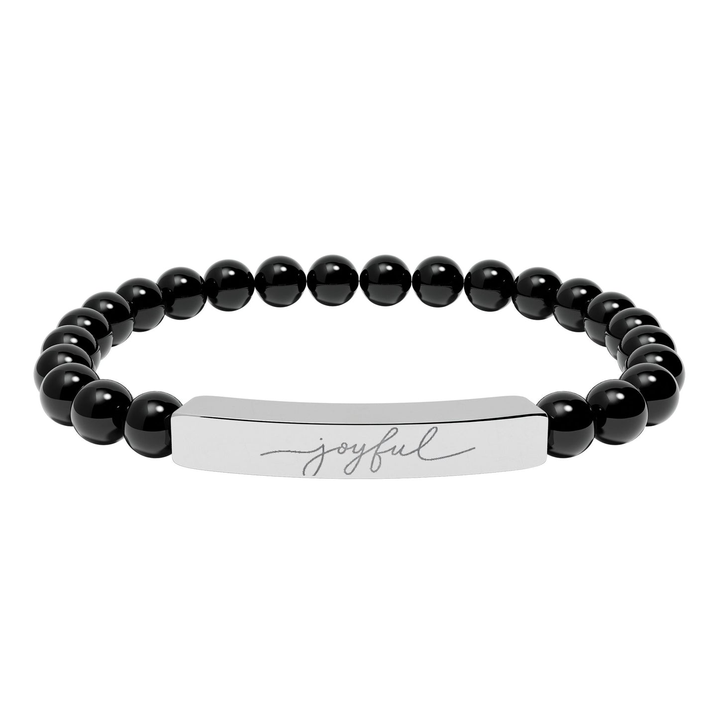 Engraved Natural Stone Stretch Bracelet