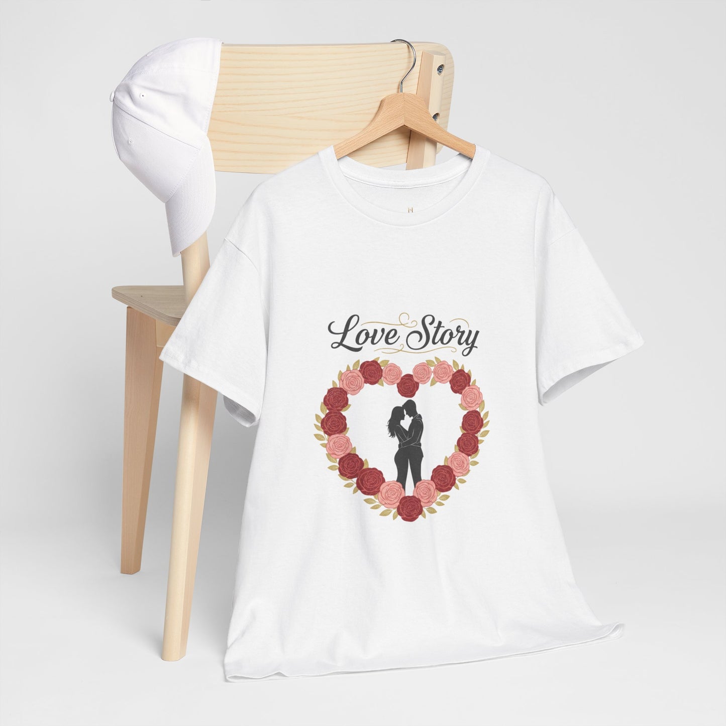 Love Story T-Shirt — 'Love Story' Floral Heart Romance Tee
