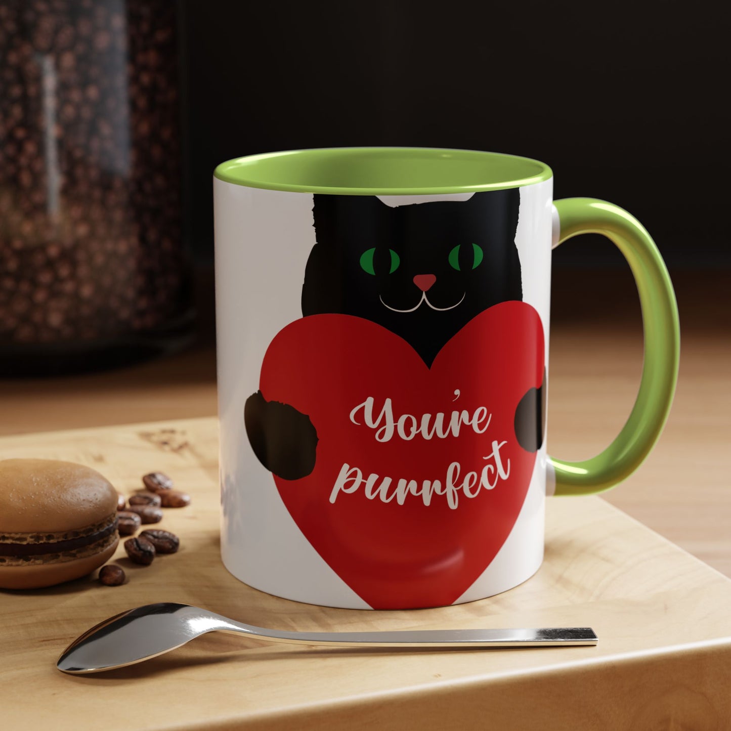 Purrfect Cat Heart Accent Coffee Mug – "You're Purrfect" 11/15oz