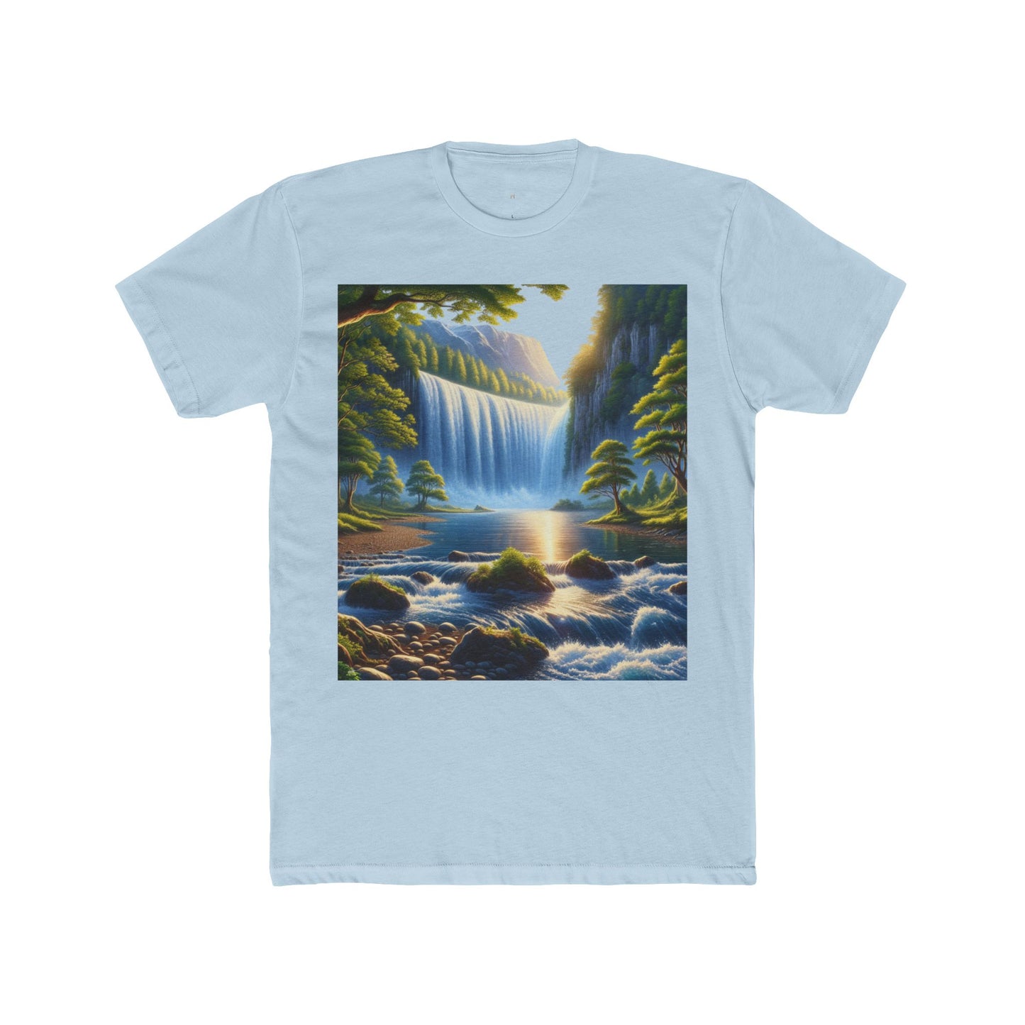 Serene Nature Landscape Tee, Eco-friendly Cotton Tee