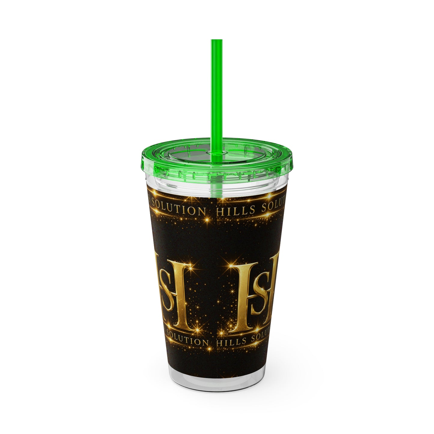16oz Sunsplash Straw Tumbler — Gold 'HS' Logo Insulated Cup