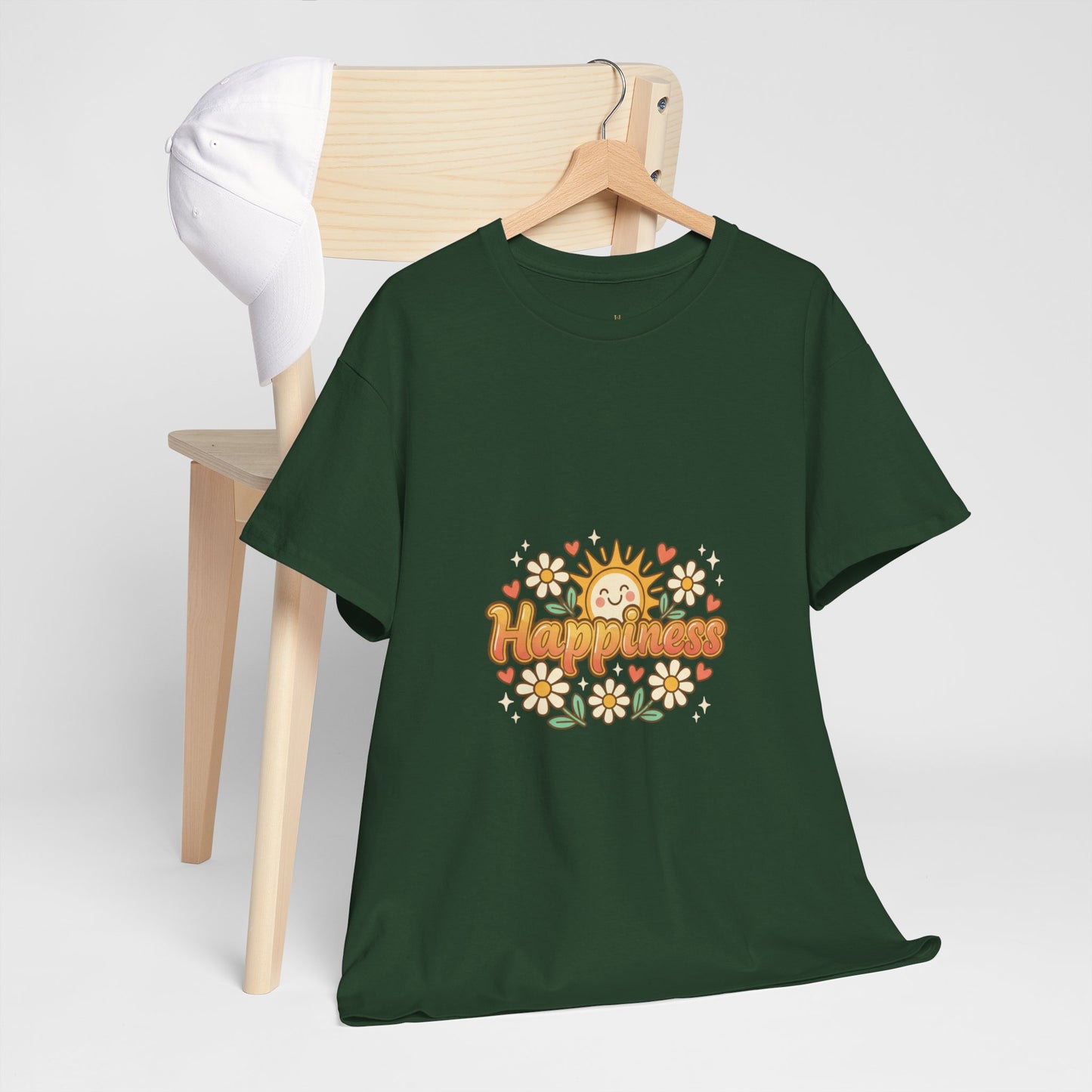 T-Shirt — "Happiness" Retro Sunflower Graphic Tee