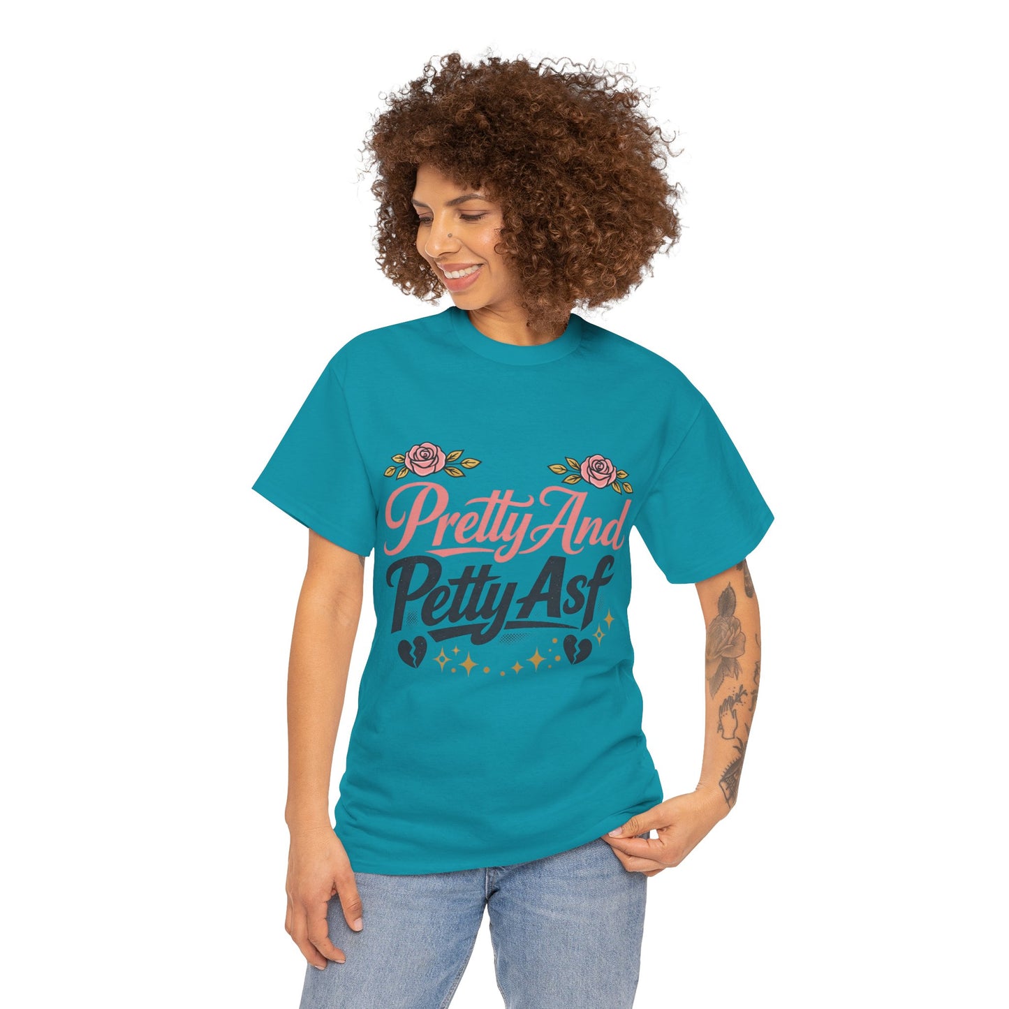 Pretty And Petty Asf Tee — Floral Retro Slogan T‑Shirt