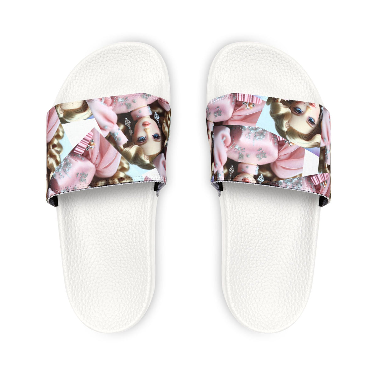 Youth Slide Sandals — Cute Doll Pattern Removable-Strap Slides