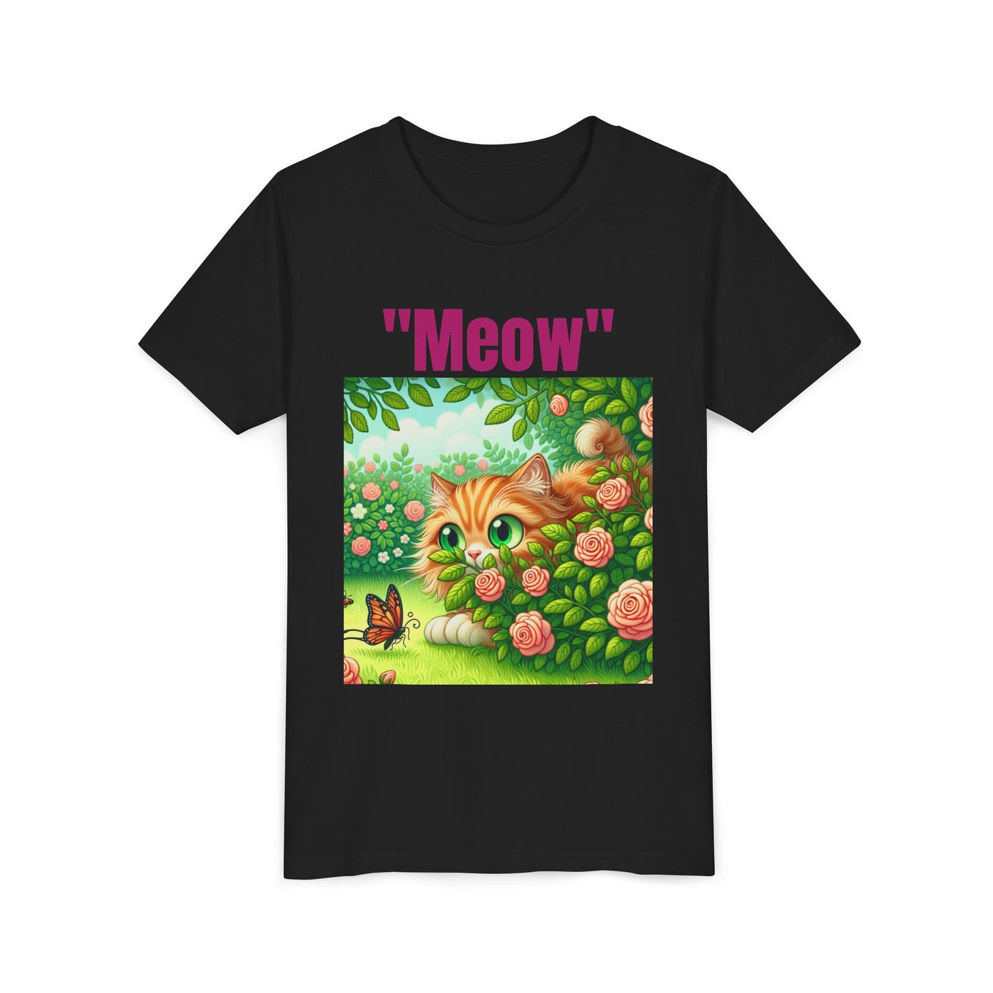 Meow Cat Youth Tee, Cute Kitten Shirt