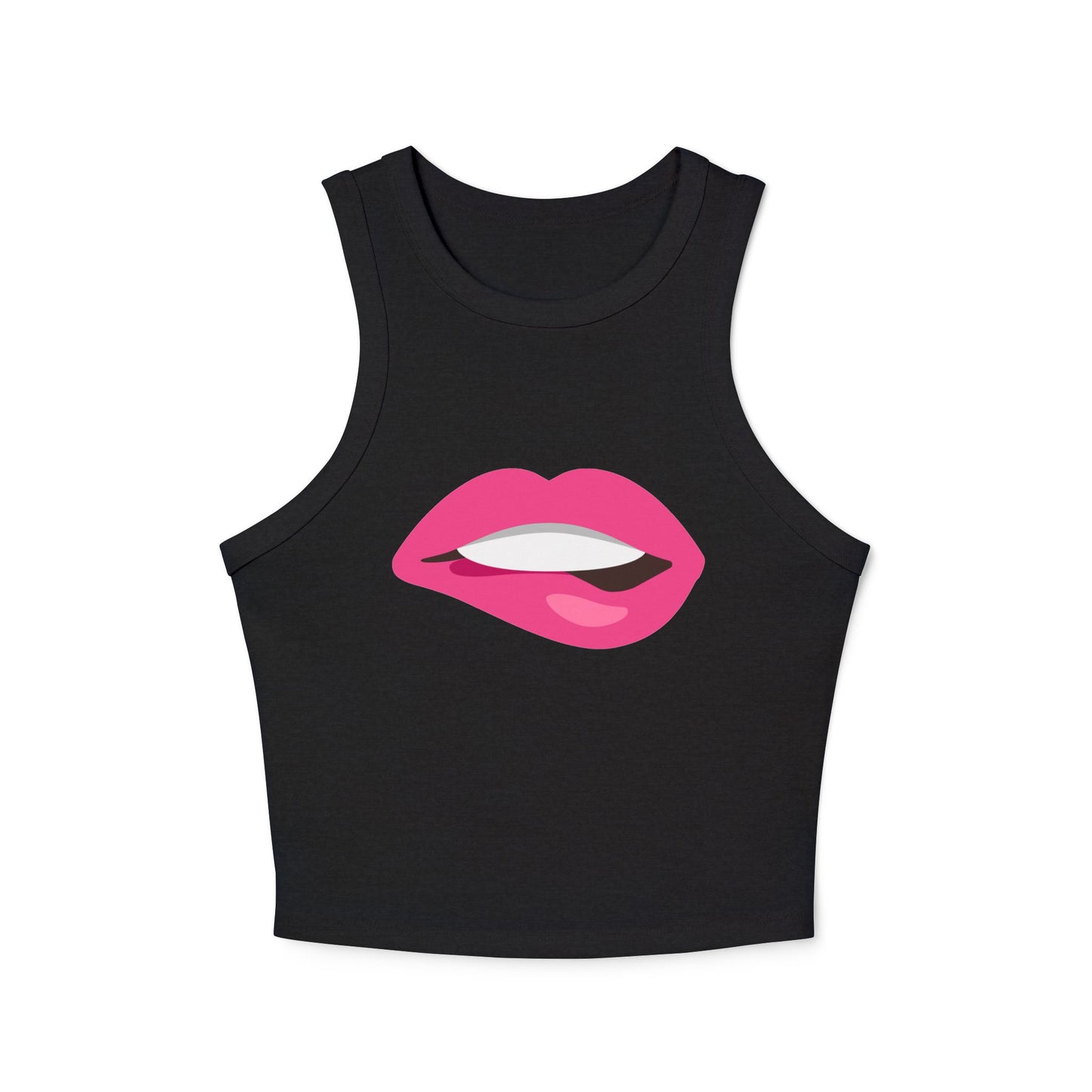 Chic Racer Tank Top with Fun Lip Design