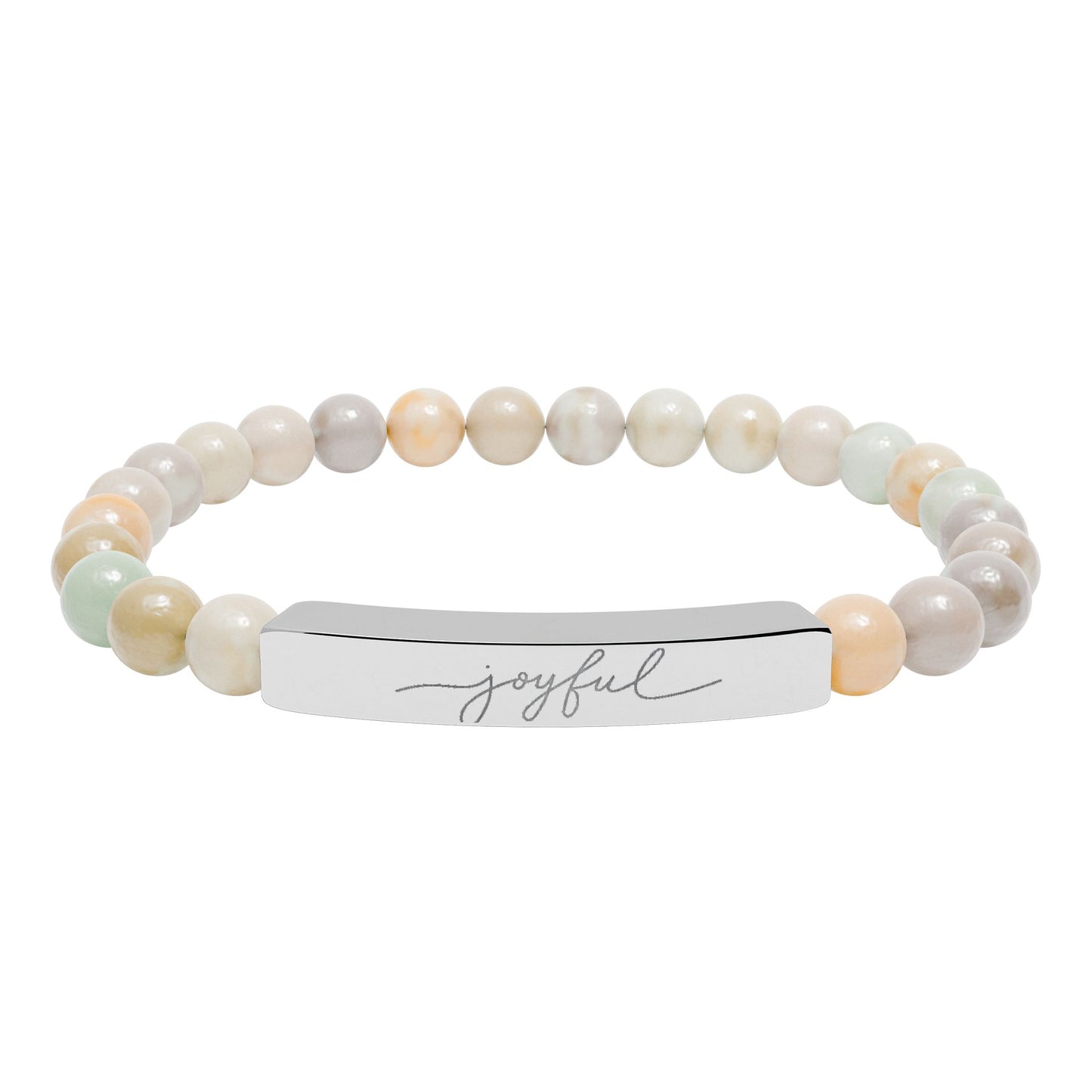 Engraved Natural Stone Stretch Bracelet