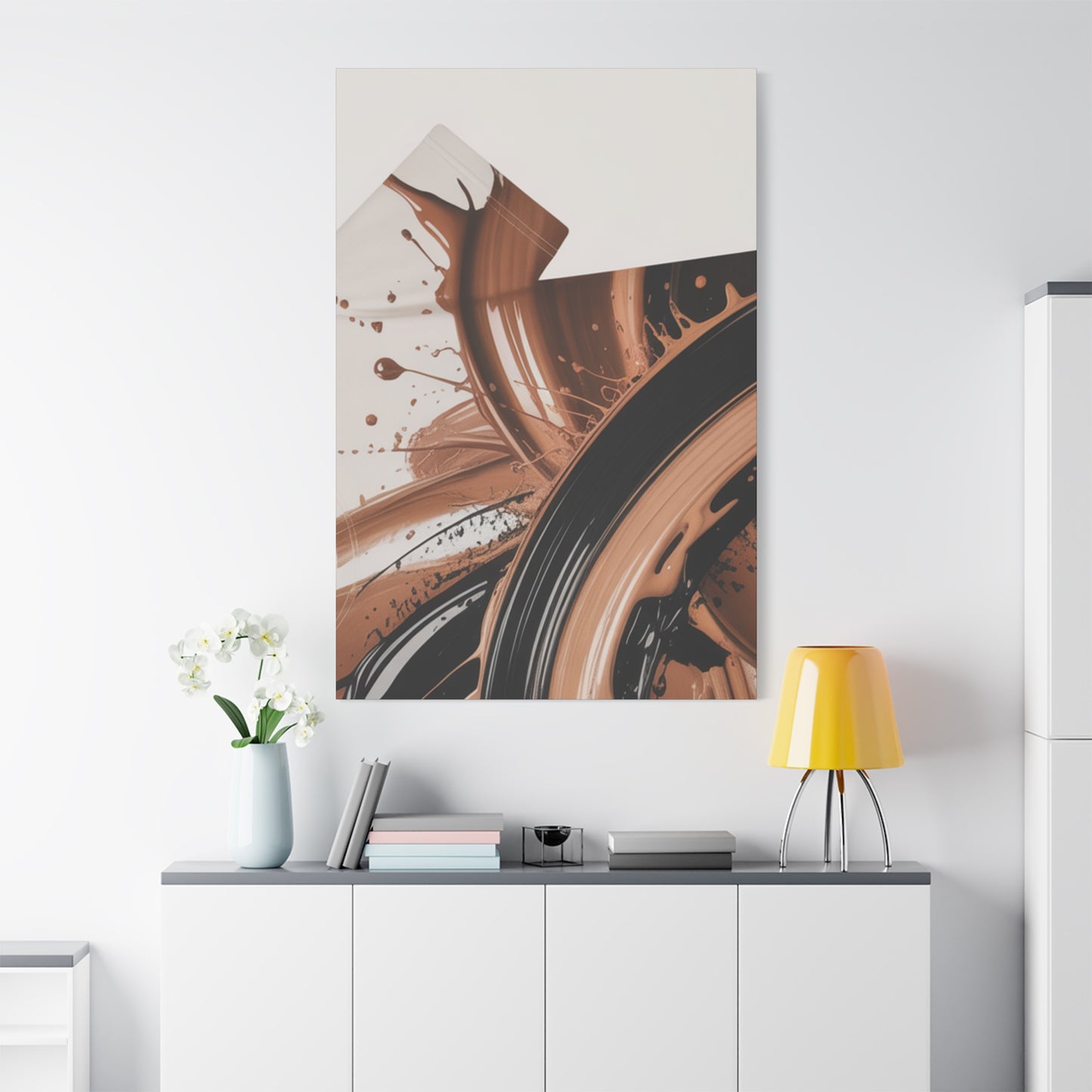 Abstract Brown Swirl Matte Canvas Wall Art (Stretched 1.25")