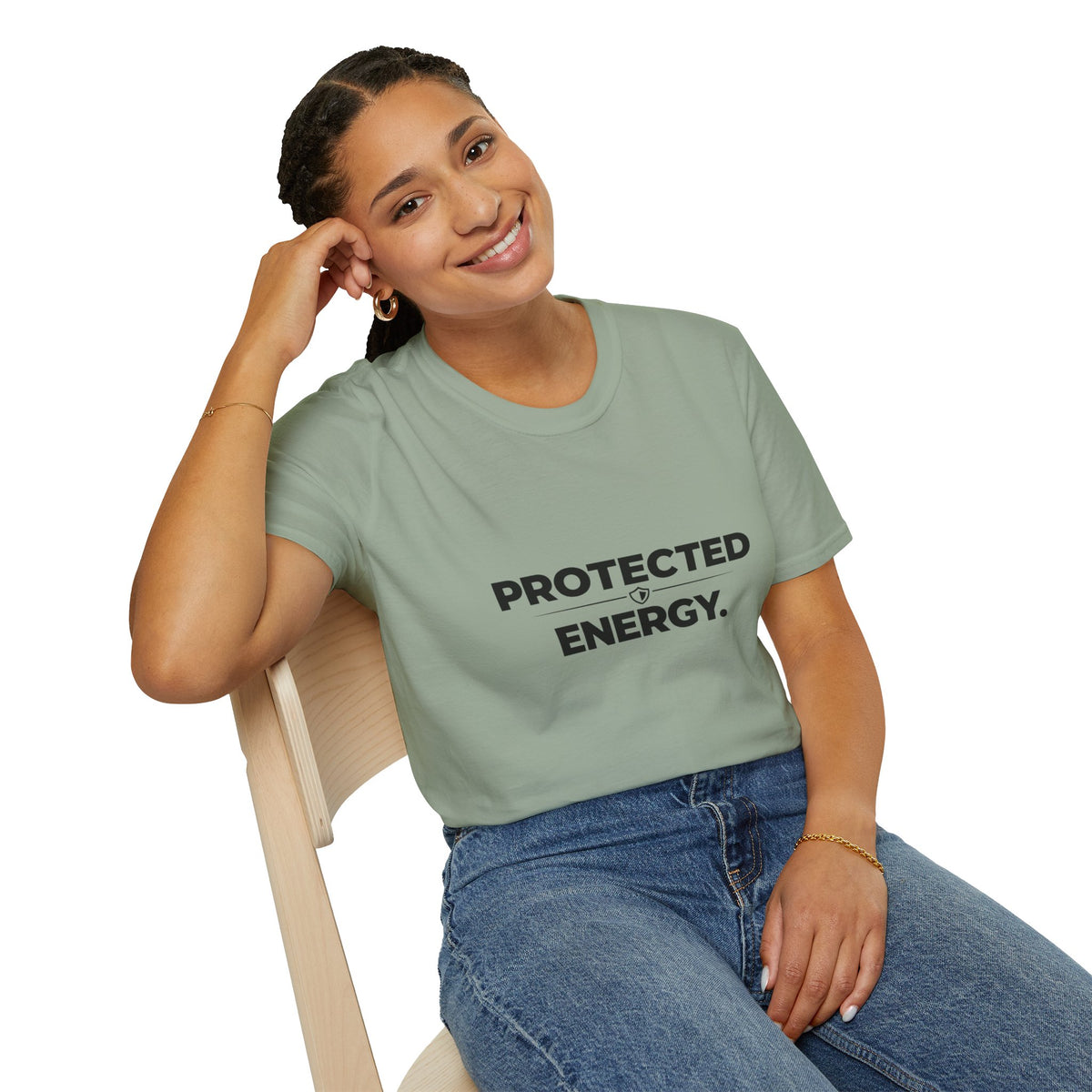 Protected Energy T‑Shirt — Minimalist Spiritual Graphic Tee