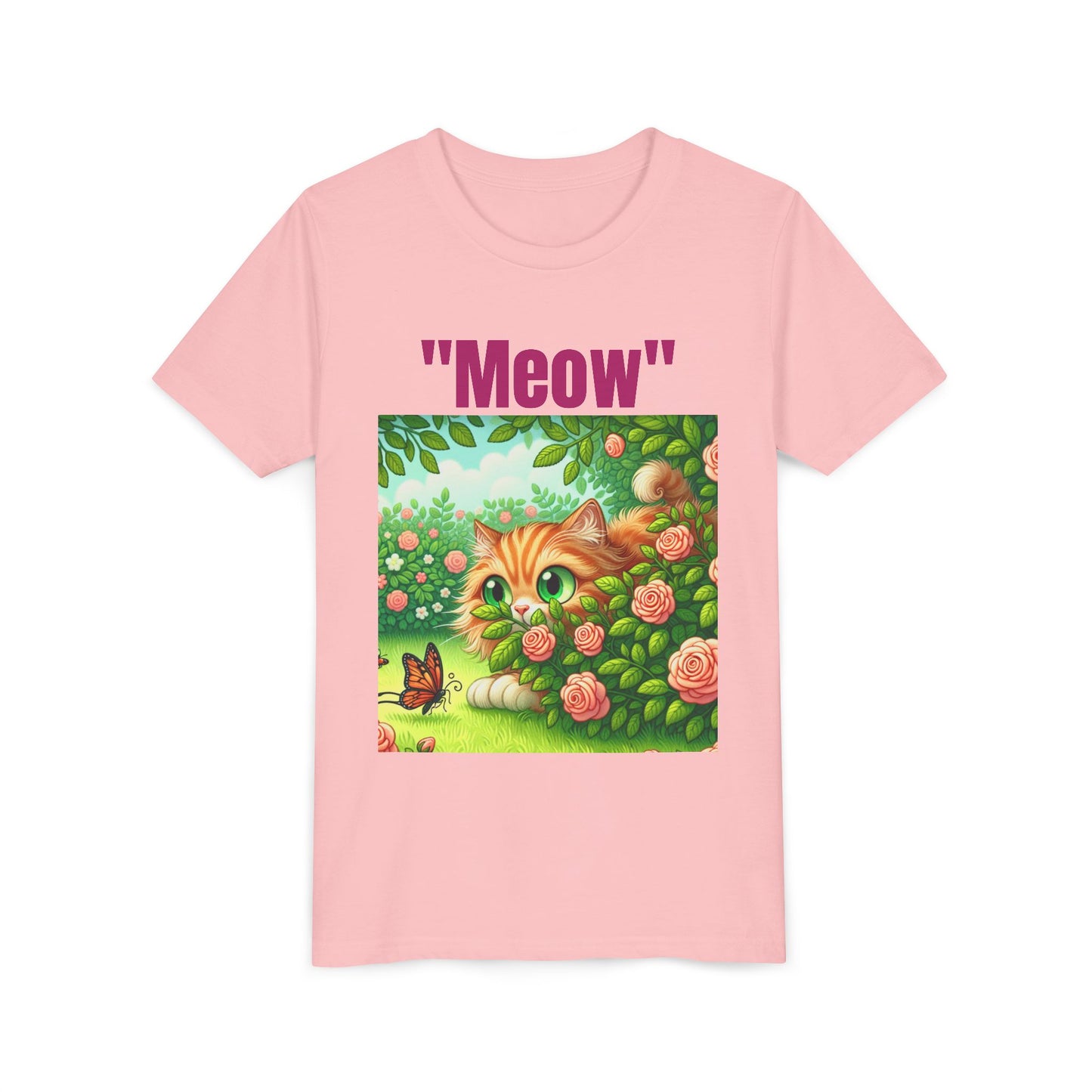 Meow Cat Youth Tee, Cute Kitten Shirt