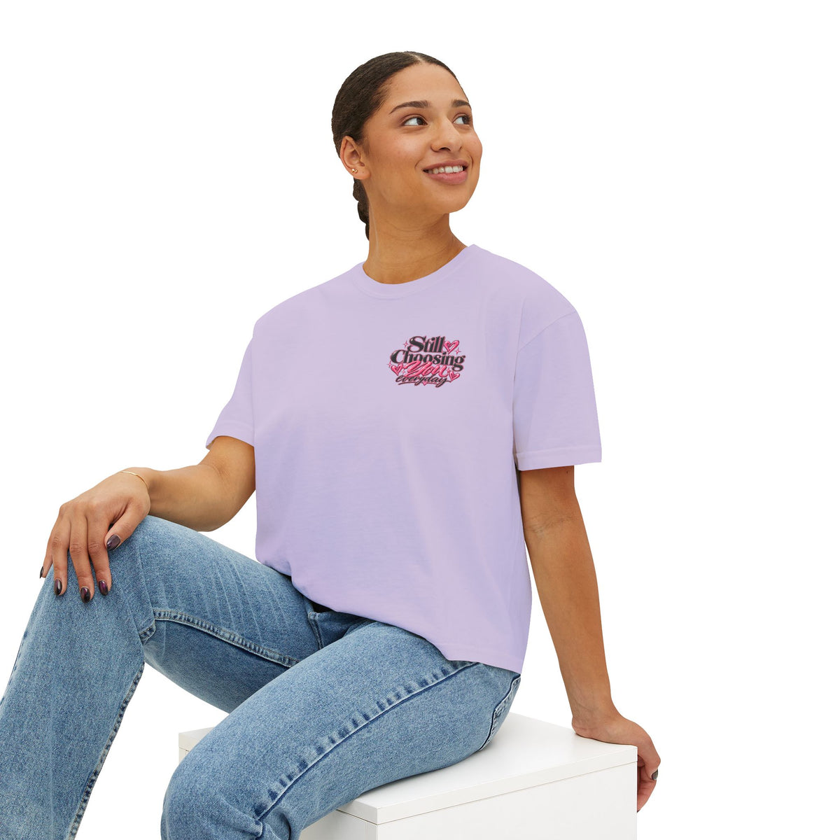 "Still Choosing You" Women's Boxy Tee – Positive Graphic Crop T-Shirt