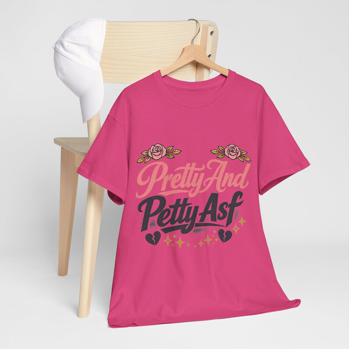 Pretty And Petty Asf Tee — Floral Retro Slogan T‑Shirt