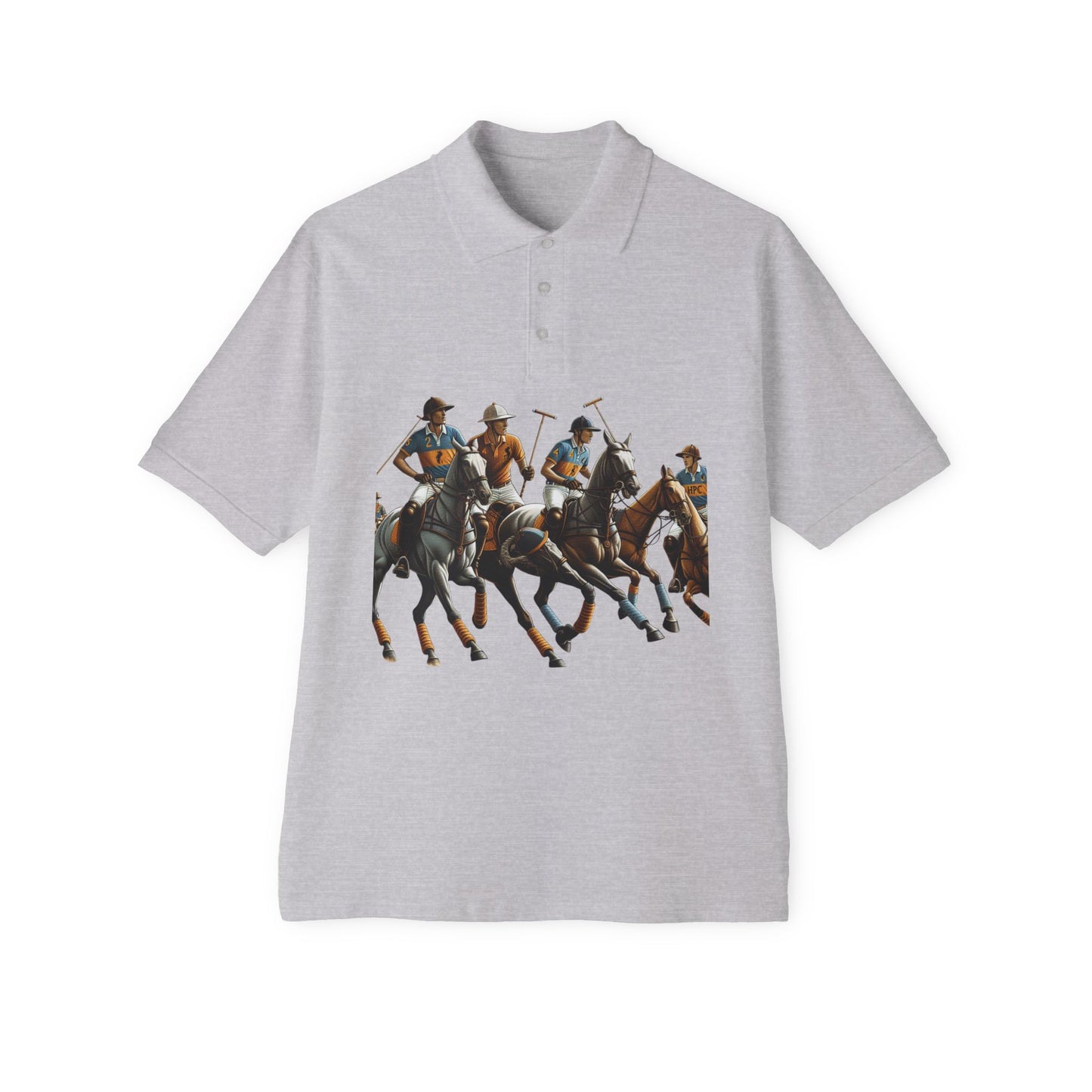 Men's Piqué Polo with Equestrian Design - Stylish Golf Shirt