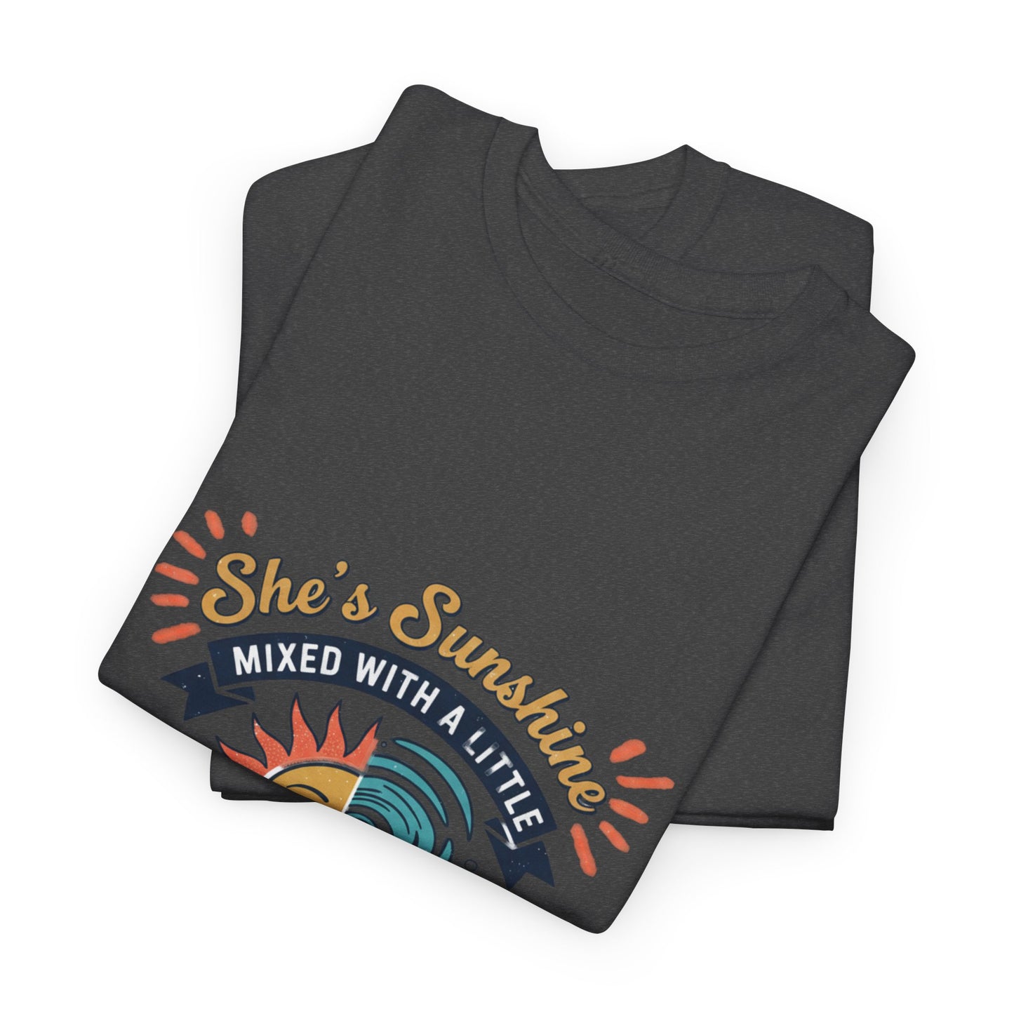 Sun & Sea Hurricane Graphic Tee – Retro Split Sun Wave Design