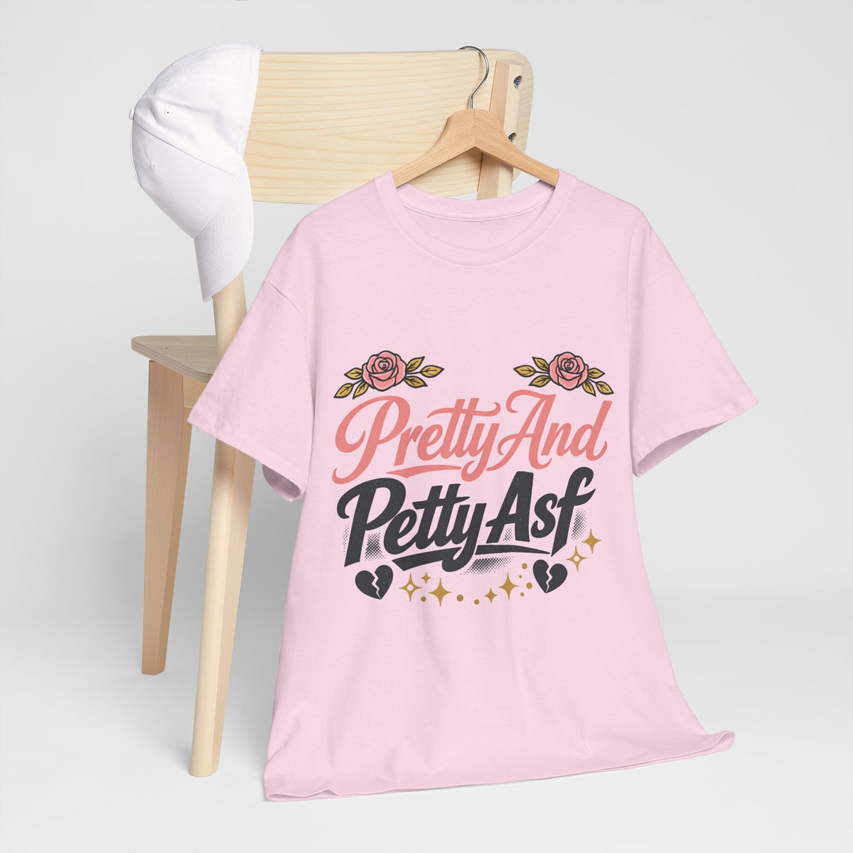 Pretty And Petty Asf Tee — Floral Retro Slogan T‑Shirt