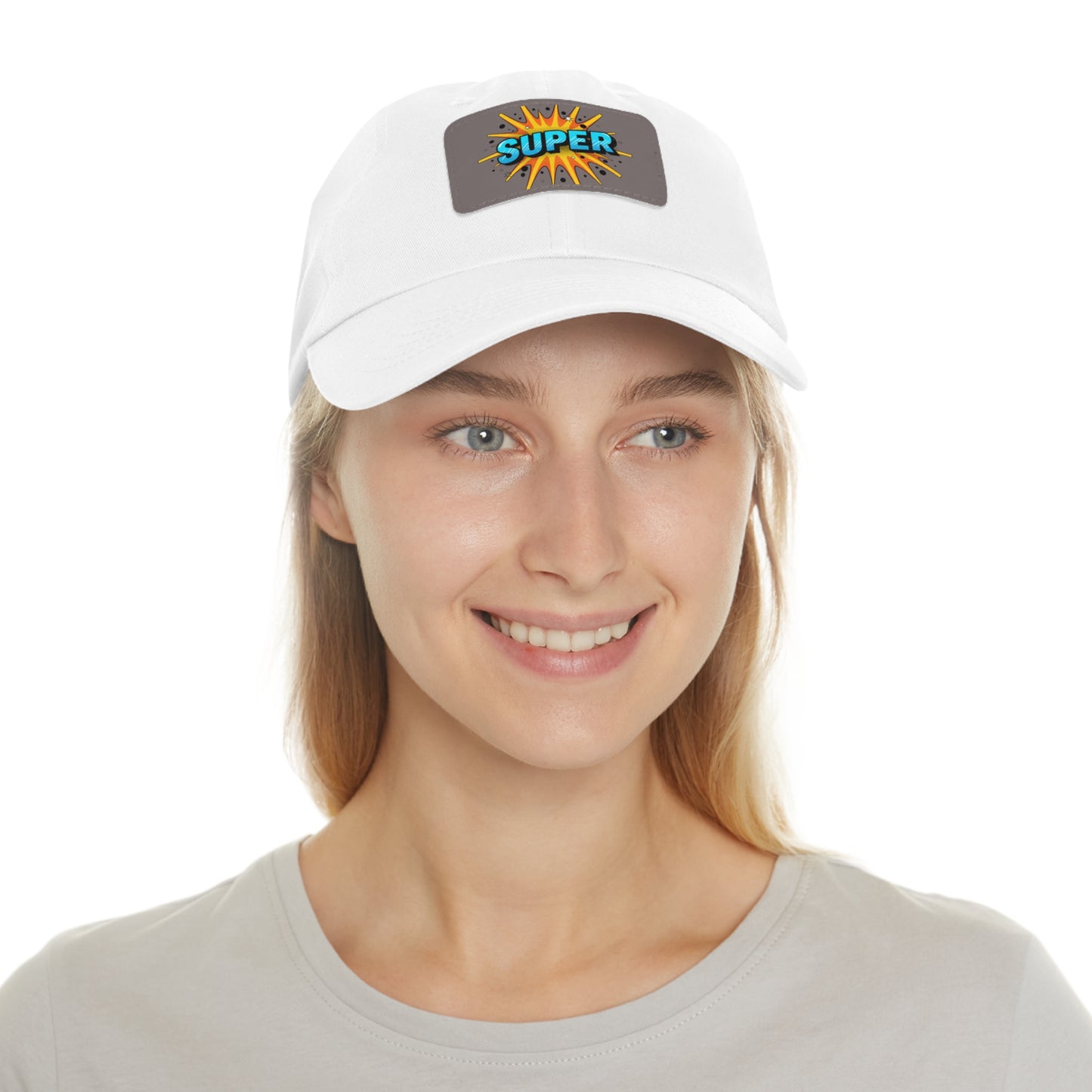 Super Dad Leather Patch Dad Hat — Embroidered 'SUPER' Cap