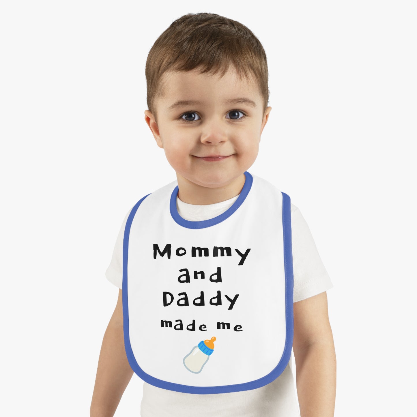Cute Baby Bib - "Mommy and Daddy Made Me" - Funny Baby Shower Gift, Infant Feeding Bib, Newborn Essential, Kids Unisex, Adorable Baby Gear
