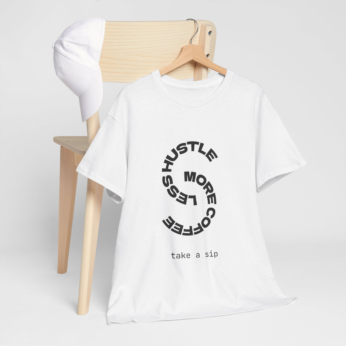 Coffee Hustle Tee — "Hustle More, Coffee Less" Minimal Graphic T-Shirt