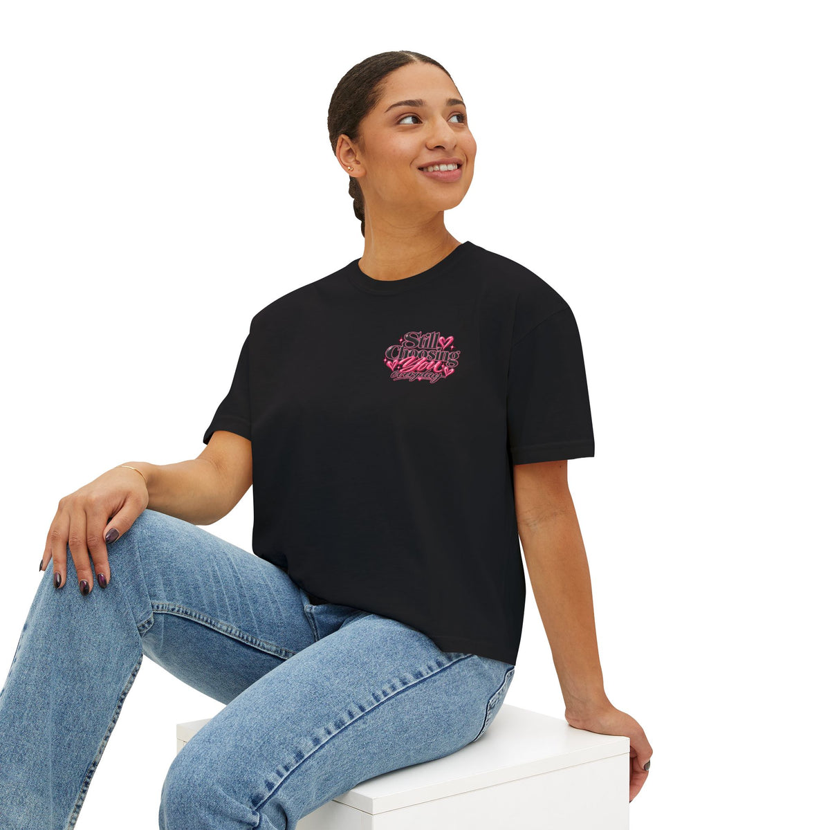 "Still Choosing You" Women's Boxy Tee – Positive Graphic Crop T-Shirt