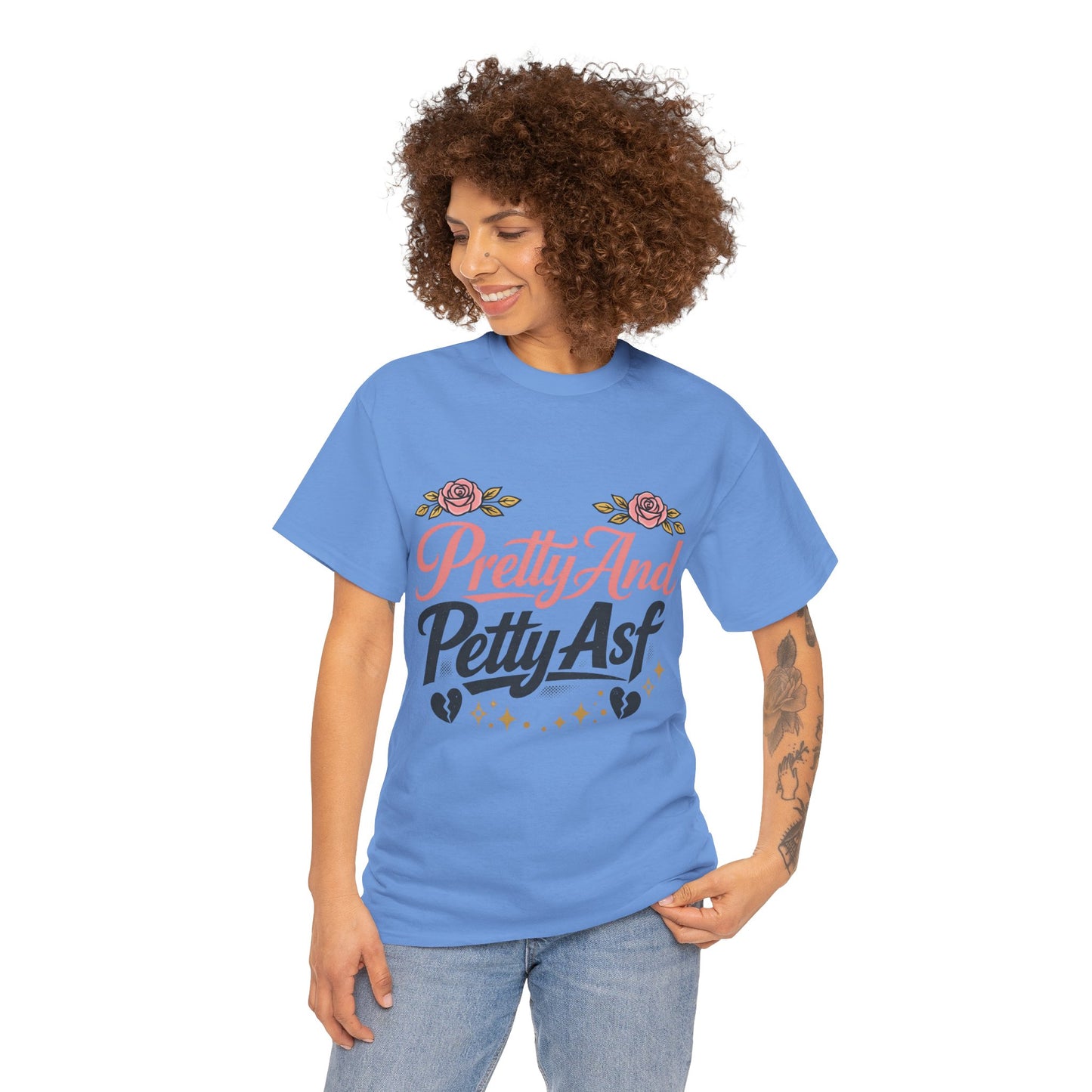 Pretty And Petty Asf Tee — Floral Retro Slogan T‑Shirt