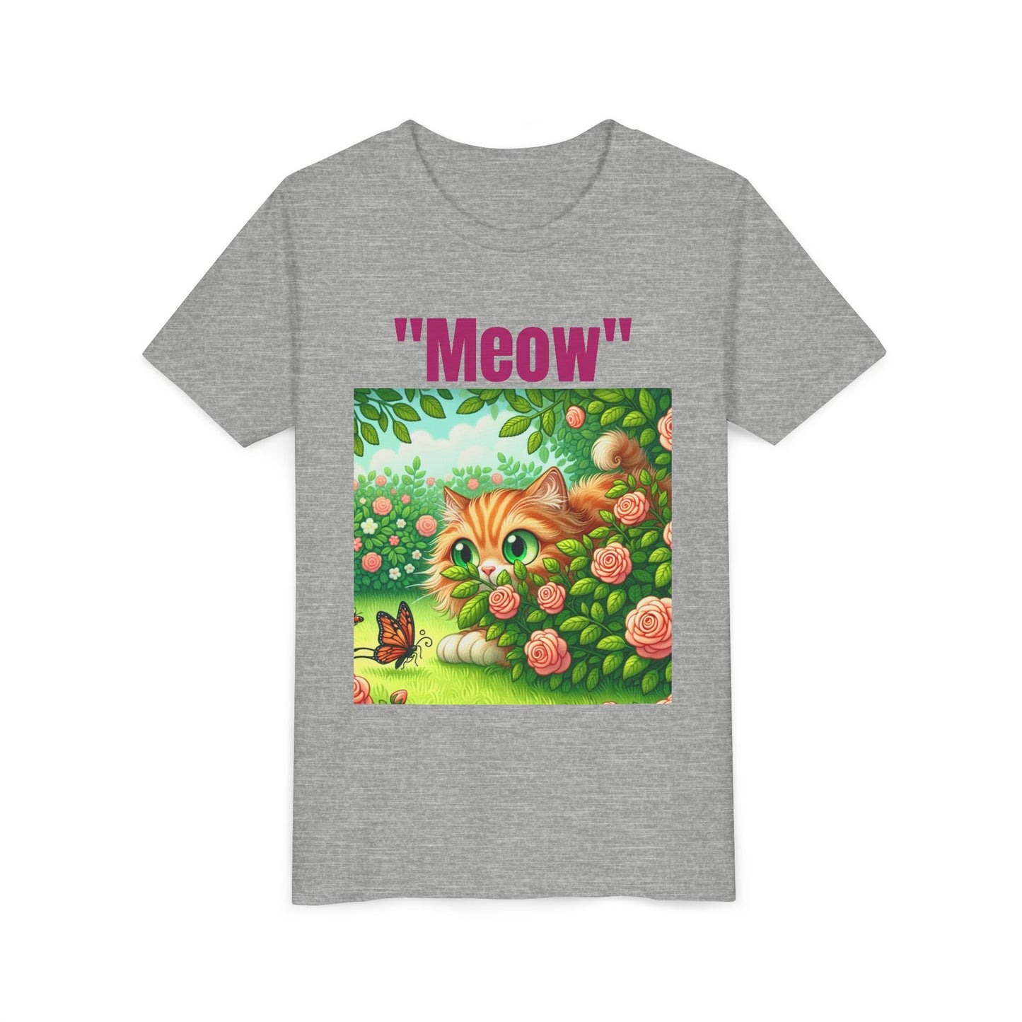 Meow Cat Youth Tee, Cute Kitten Shirt
