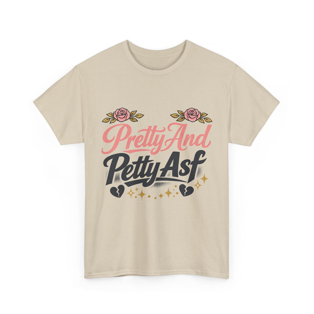 Pretty And Petty Asf Tee — Floral Retro Slogan T‑Shirt
