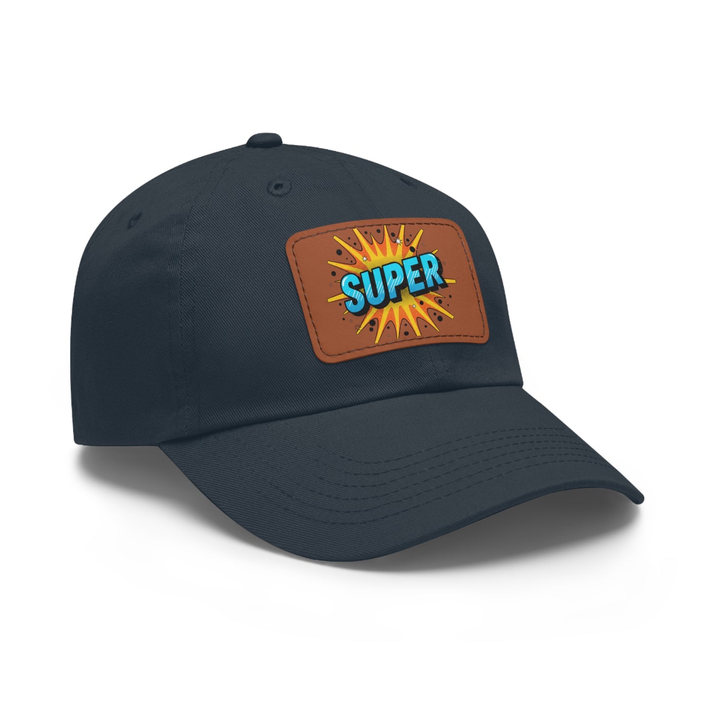 Super Dad Leather Patch Dad Hat — Embroidered 'SUPER' Cap
