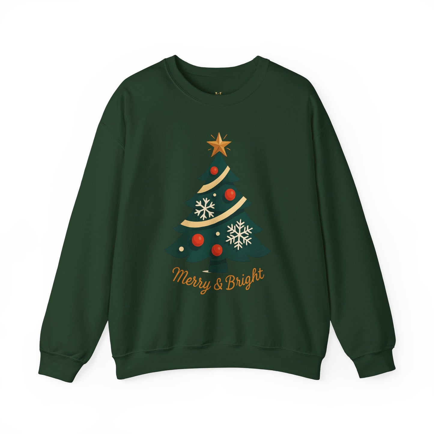 Christmas Tree Crewneck Sweatshirt – "Merry & Bright" Holiday Sweatshirt