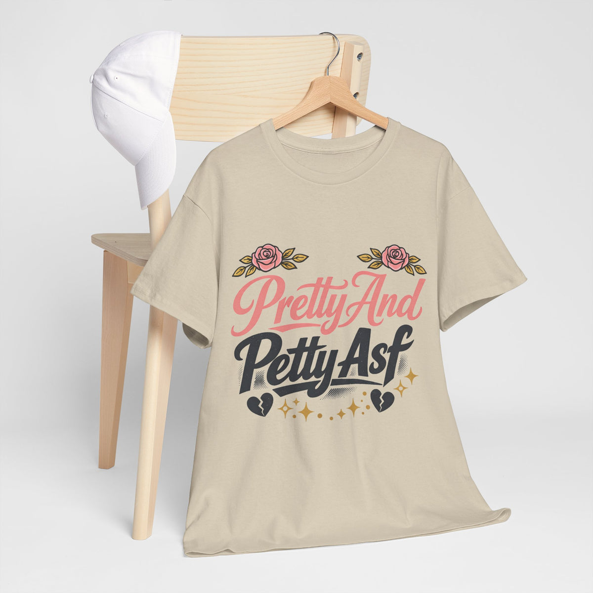 Pretty And Petty Asf Tee — Floral Retro Slogan T‑Shirt