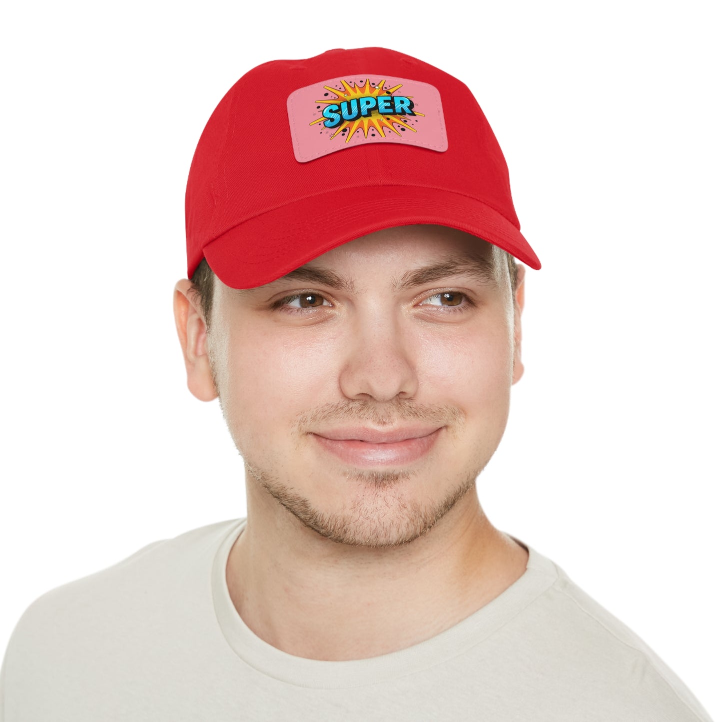 Super Dad Leather Patch Dad Hat — Embroidered 'SUPER' Cap