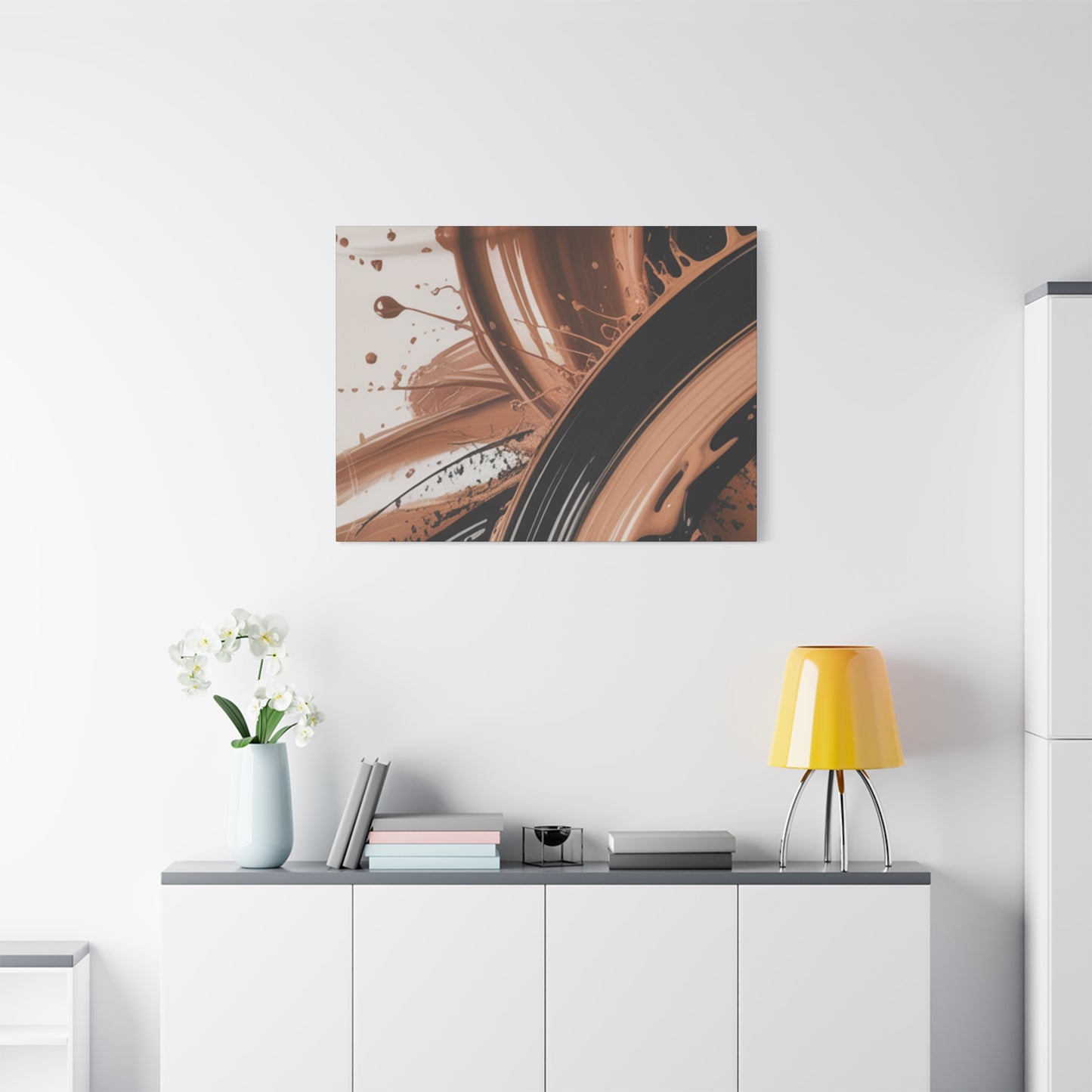 Abstract Brown Swirl Matte Canvas Wall Art (Stretched 1.25")