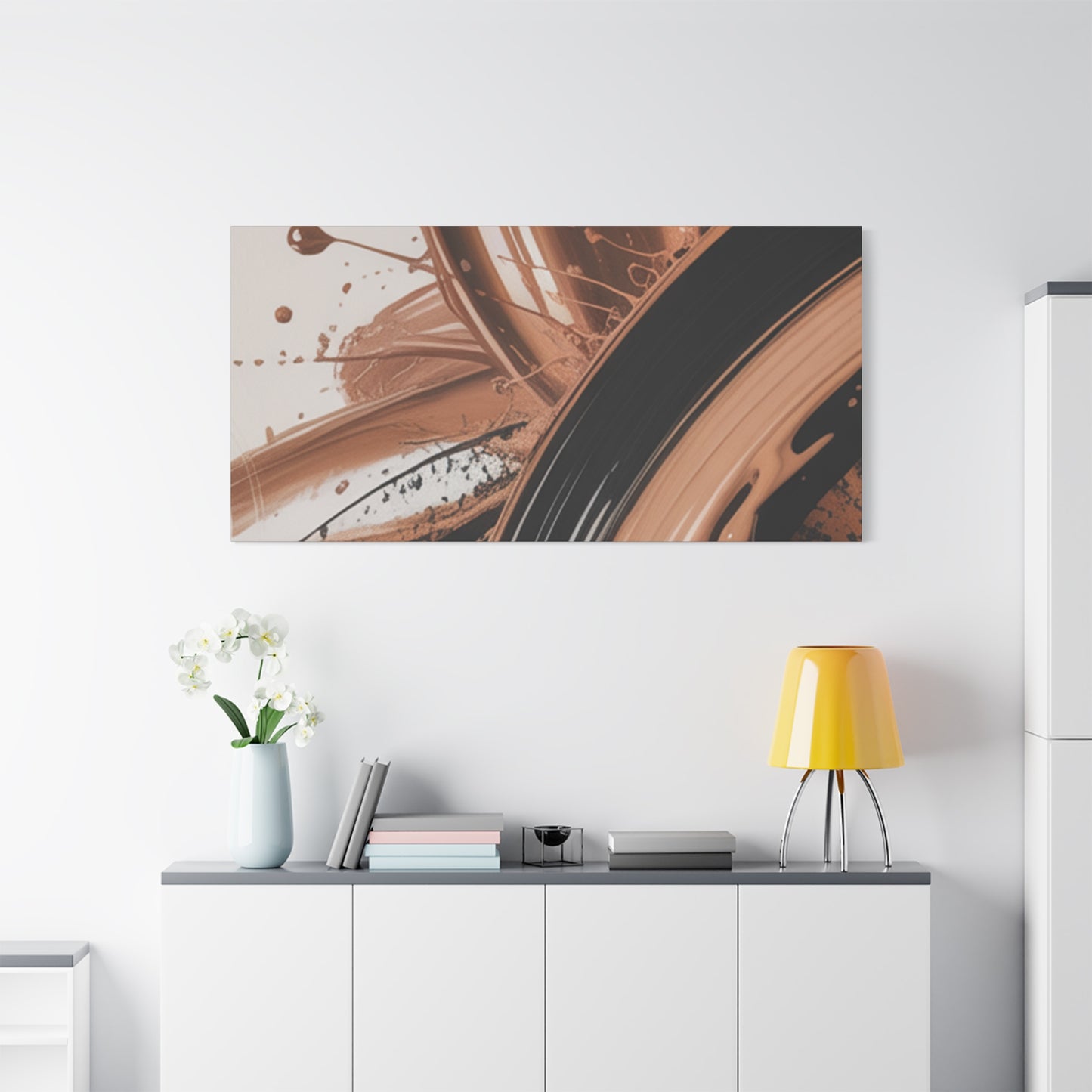 Abstract Brown Swirl Matte Canvas Wall Art (Stretched 1.25")