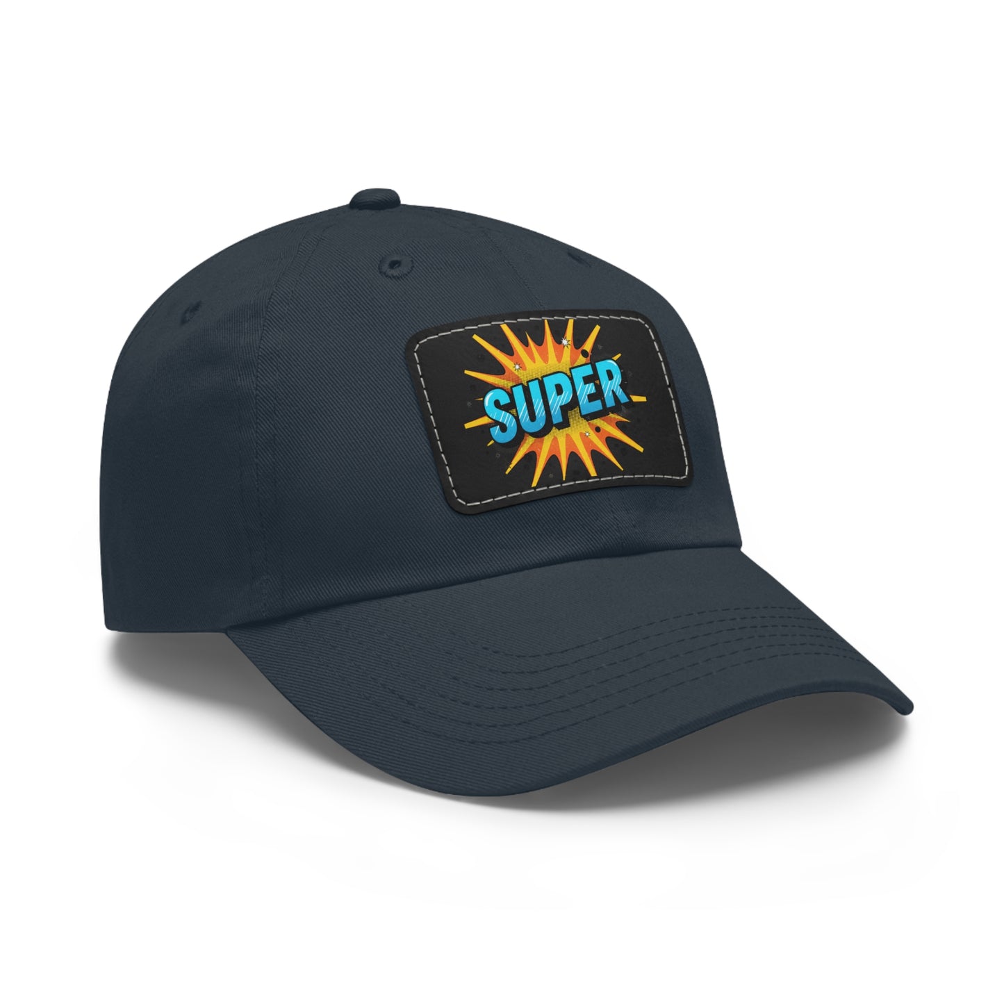 Super Dad Leather Patch Dad Hat — Embroidered 'SUPER' Cap