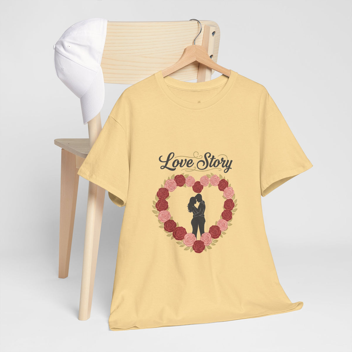 Love Story T-Shirt — 'Love Story' Floral Heart Romance Tee