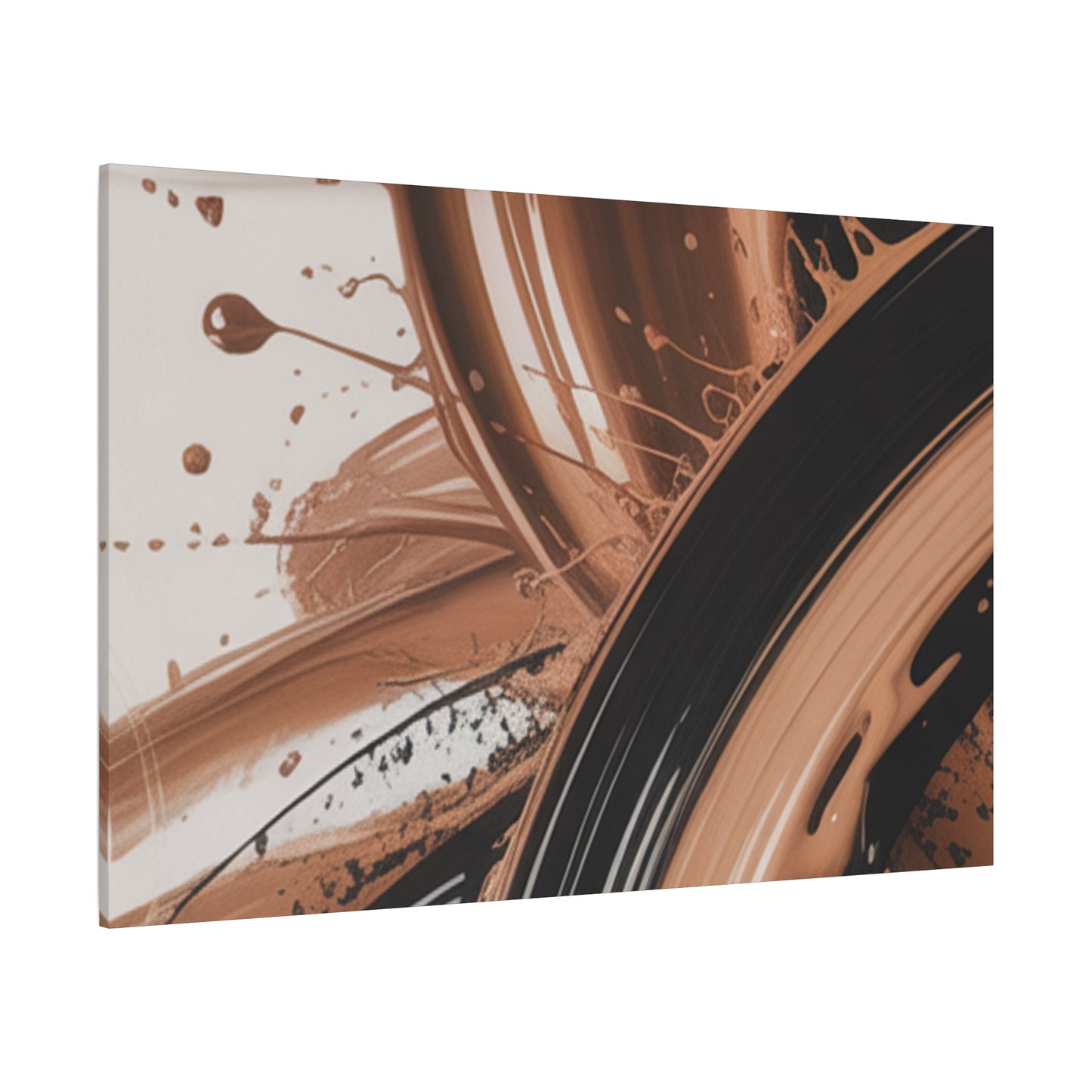 Abstract Brown Swirl Matte Canvas Wall Art (Stretched 1.25")
