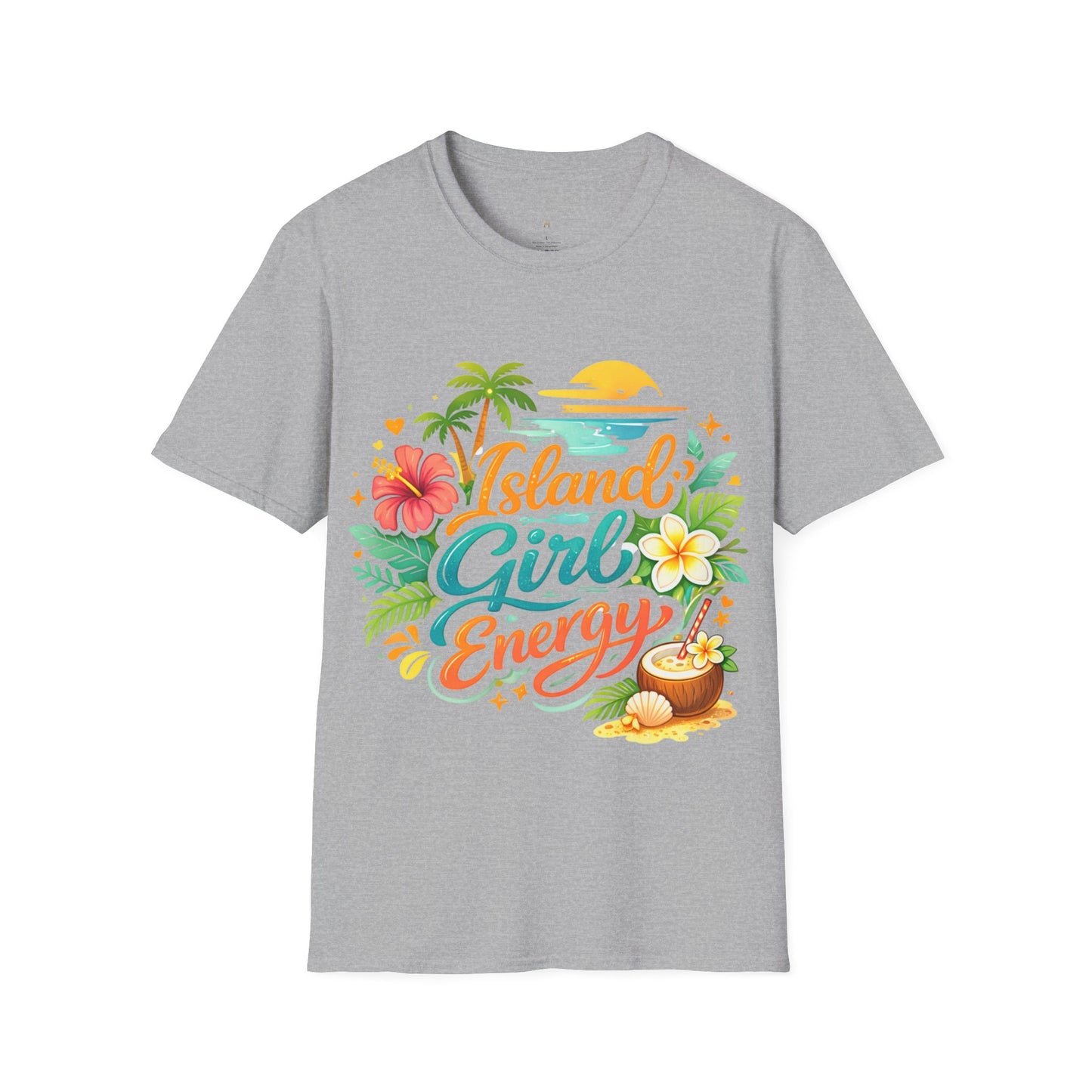 Island Girl Energy T-Shirt – Tropical Floral Sunset Tee