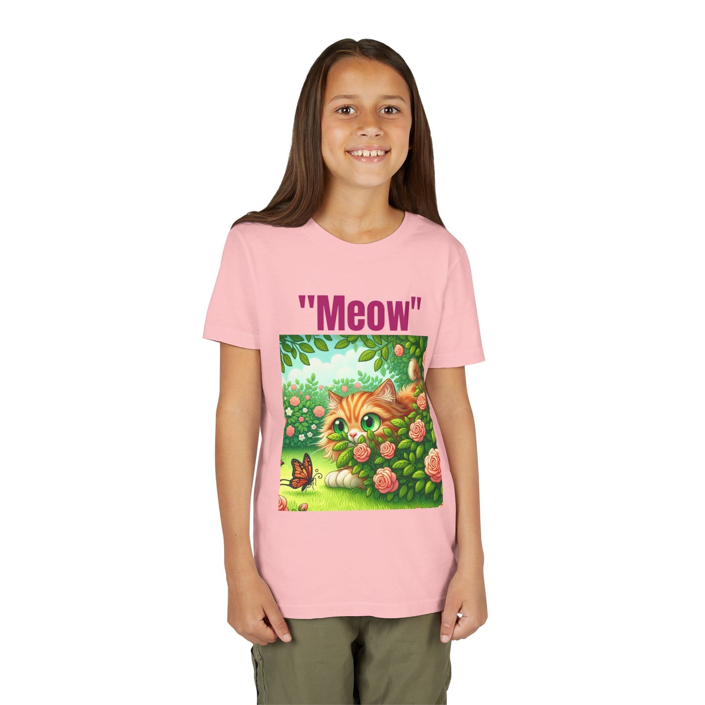 Meow Cat Youth Tee, Cute Kitten Shirt