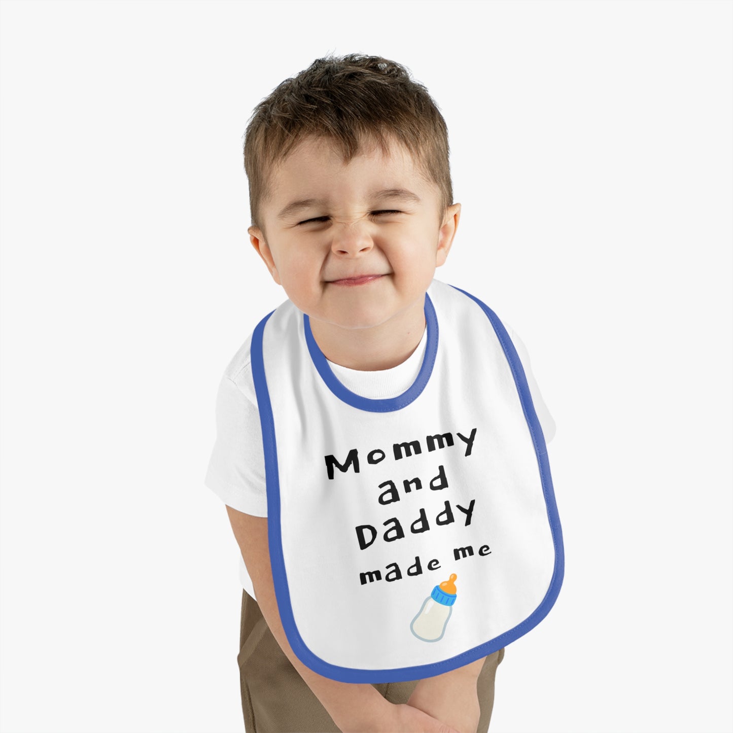 Cute Baby Bib - "Mommy and Daddy Made Me" - Funny Baby Shower Gift, Infant Feeding Bib, Newborn Essential, Kids Unisex, Adorable Baby Gear