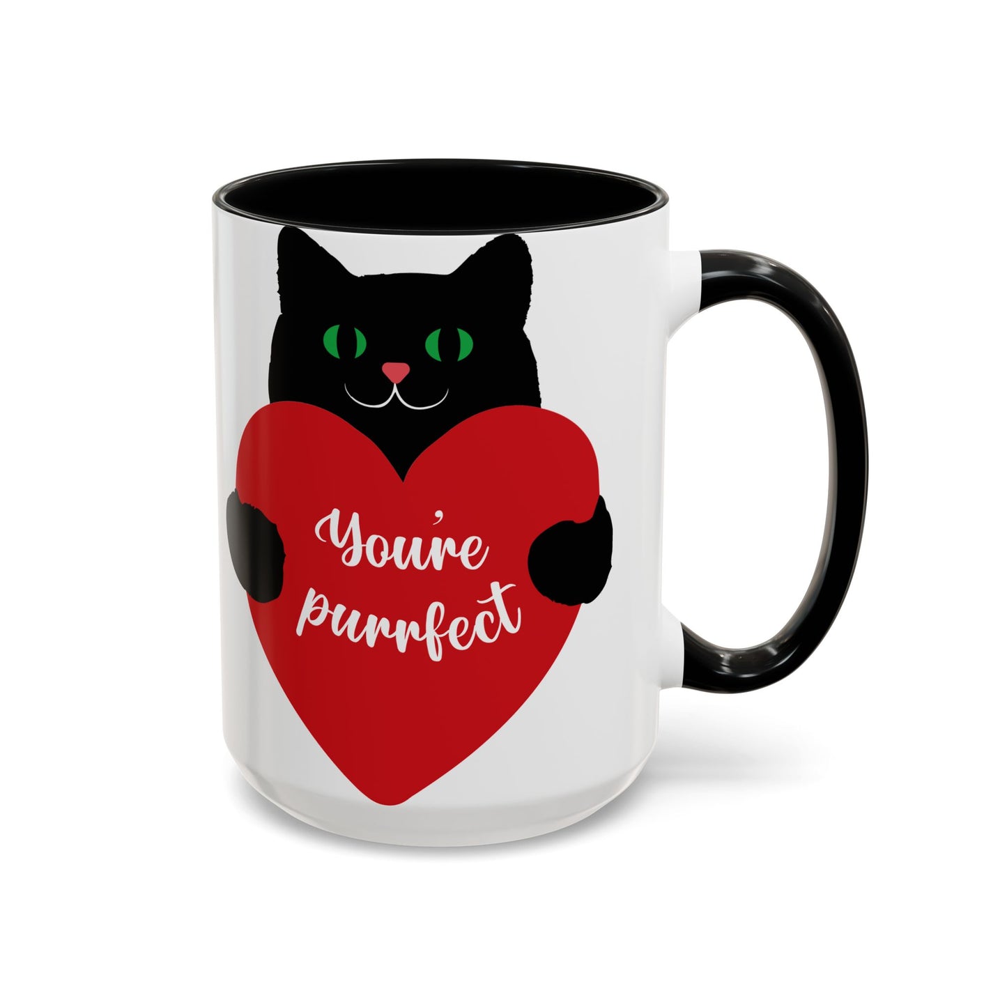 Purrfect Cat Heart Accent Coffee Mug – "You're Purrfect" 11/15oz