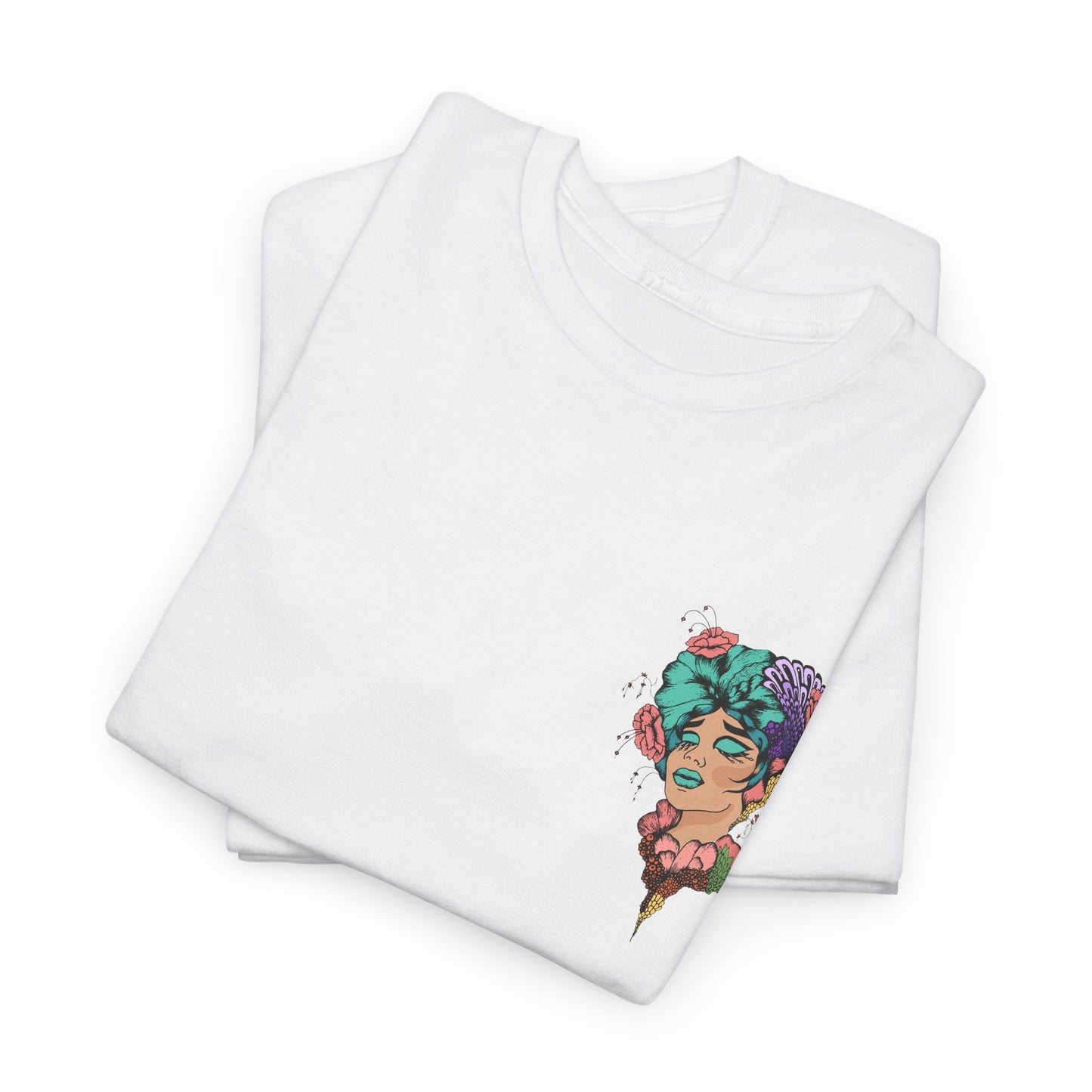 Floral Profile Art Tee — Artistic Woman Portrait Graphic T-Shirt