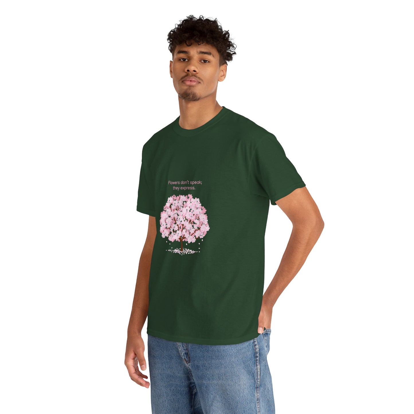 Cherry Blossom Tree T-Shirt — "Flowers don't speak, they express