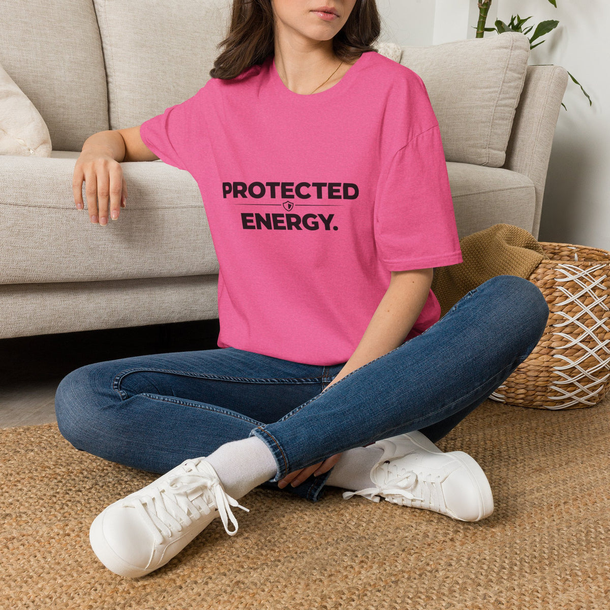 Protected Energy T‑Shirt — Minimalist Spiritual Graphic Tee
