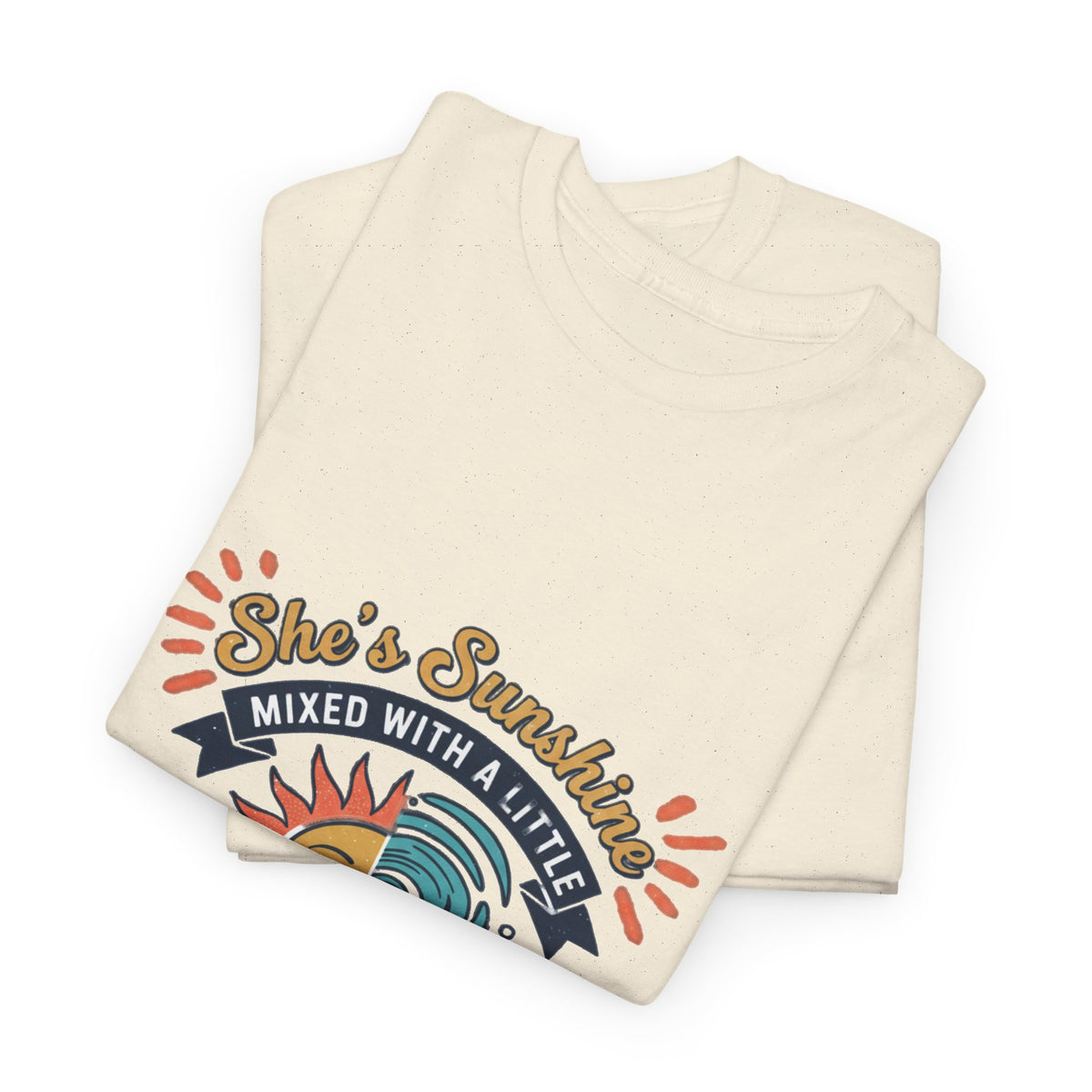 Sun & Sea Hurricane Graphic Tee – Retro Split Sun Wave Design