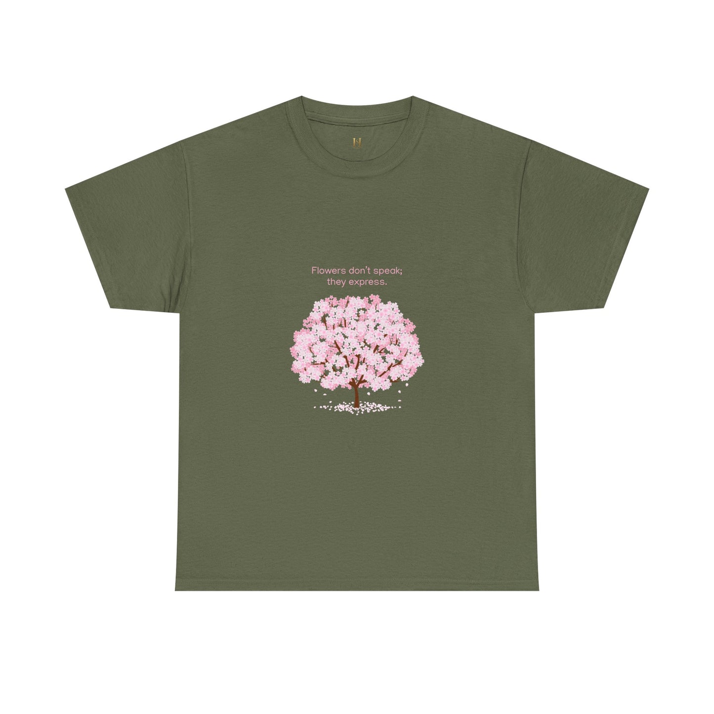 Cherry Blossom Tree T-Shirt — "Flowers don't speak, they express