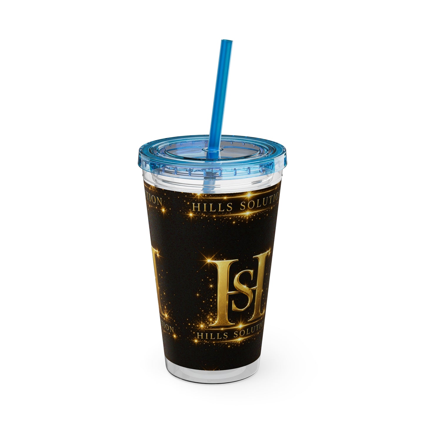 16oz Sunsplash Straw Tumbler — Gold 'HS' Logo Insulated Cup