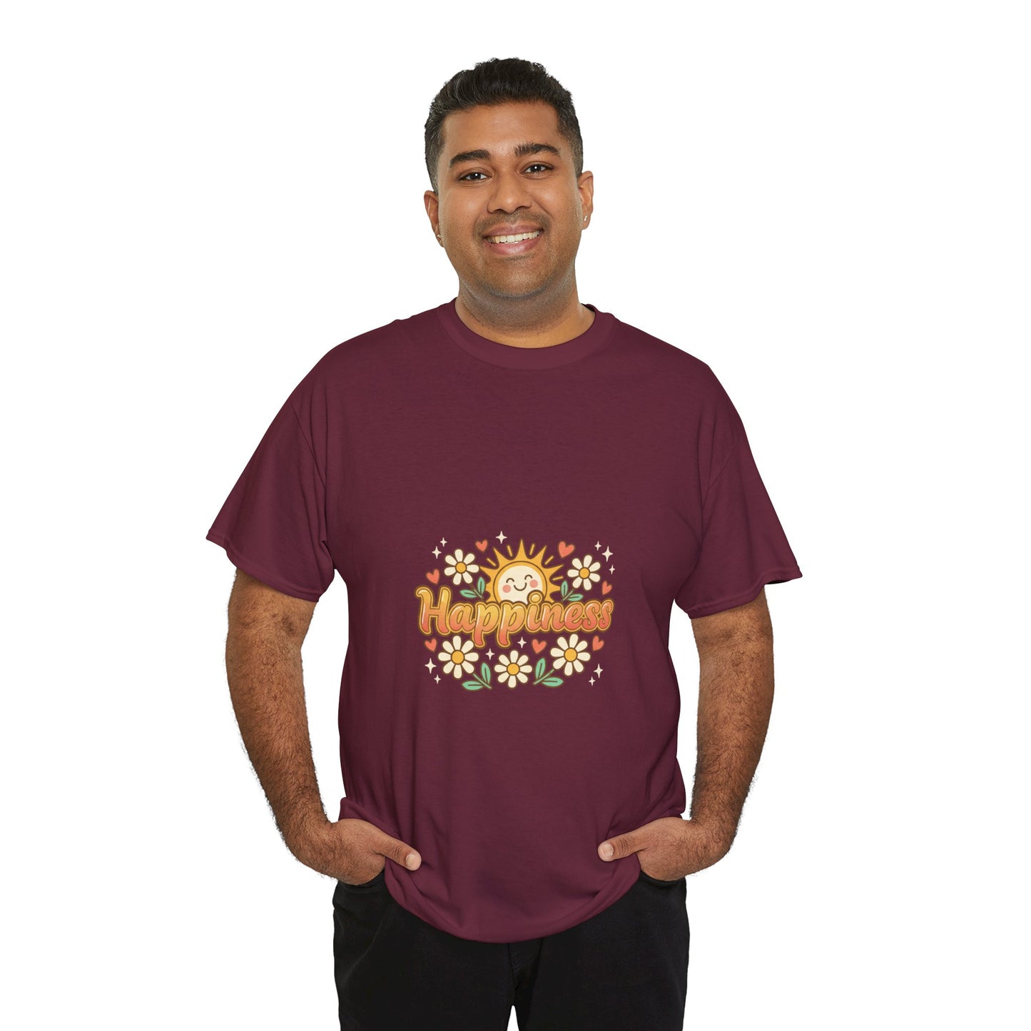 T-Shirt — "Happiness" Retro Sunflower Graphic Tee