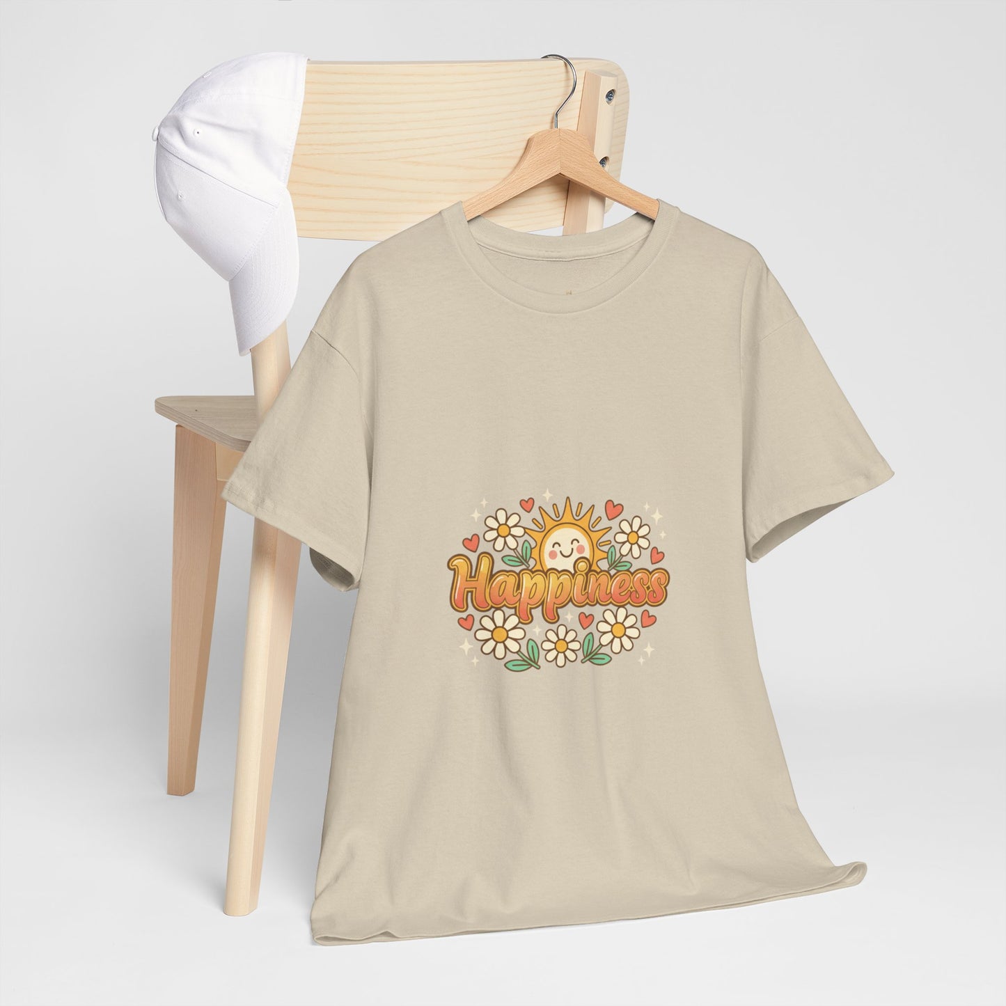 T-Shirt — "Happiness" Retro Sunflower Graphic Tee