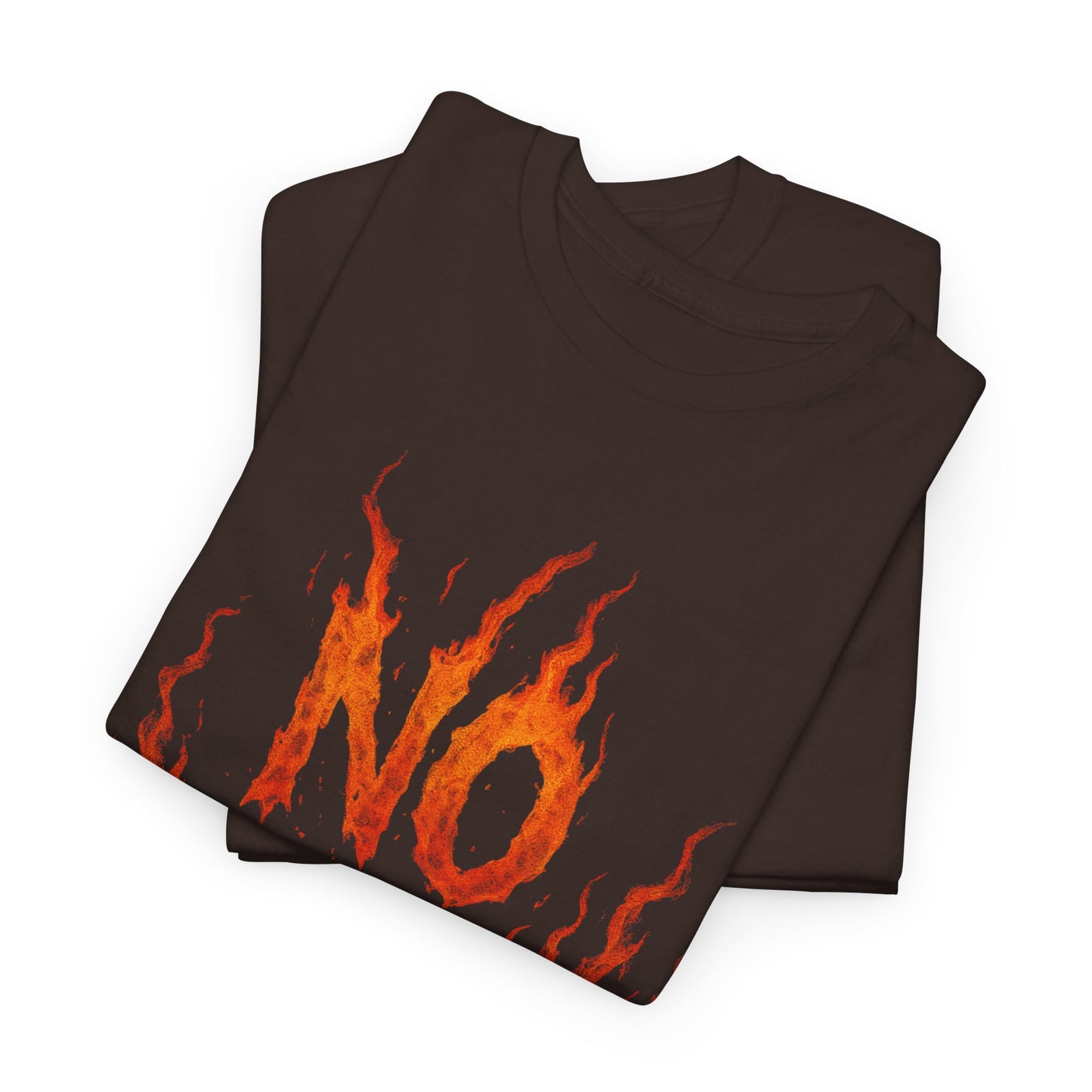 Graphic Tee — 'No Regrets' / 'Proof of Survival' Flame Text Shirt